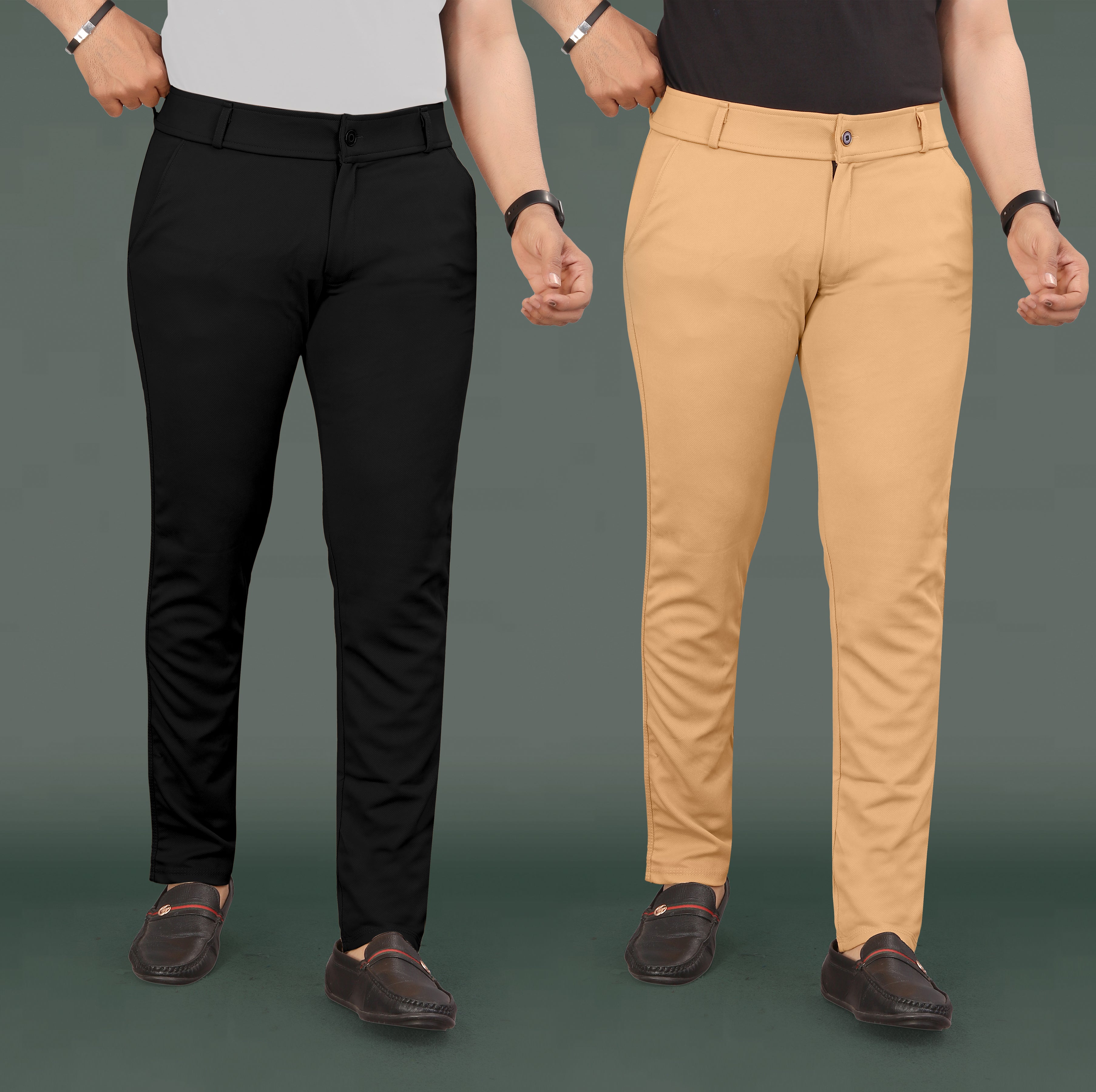 Ritsila Slim Fit Stretchable Lycra Trouser For Men { Pack Of 2 }