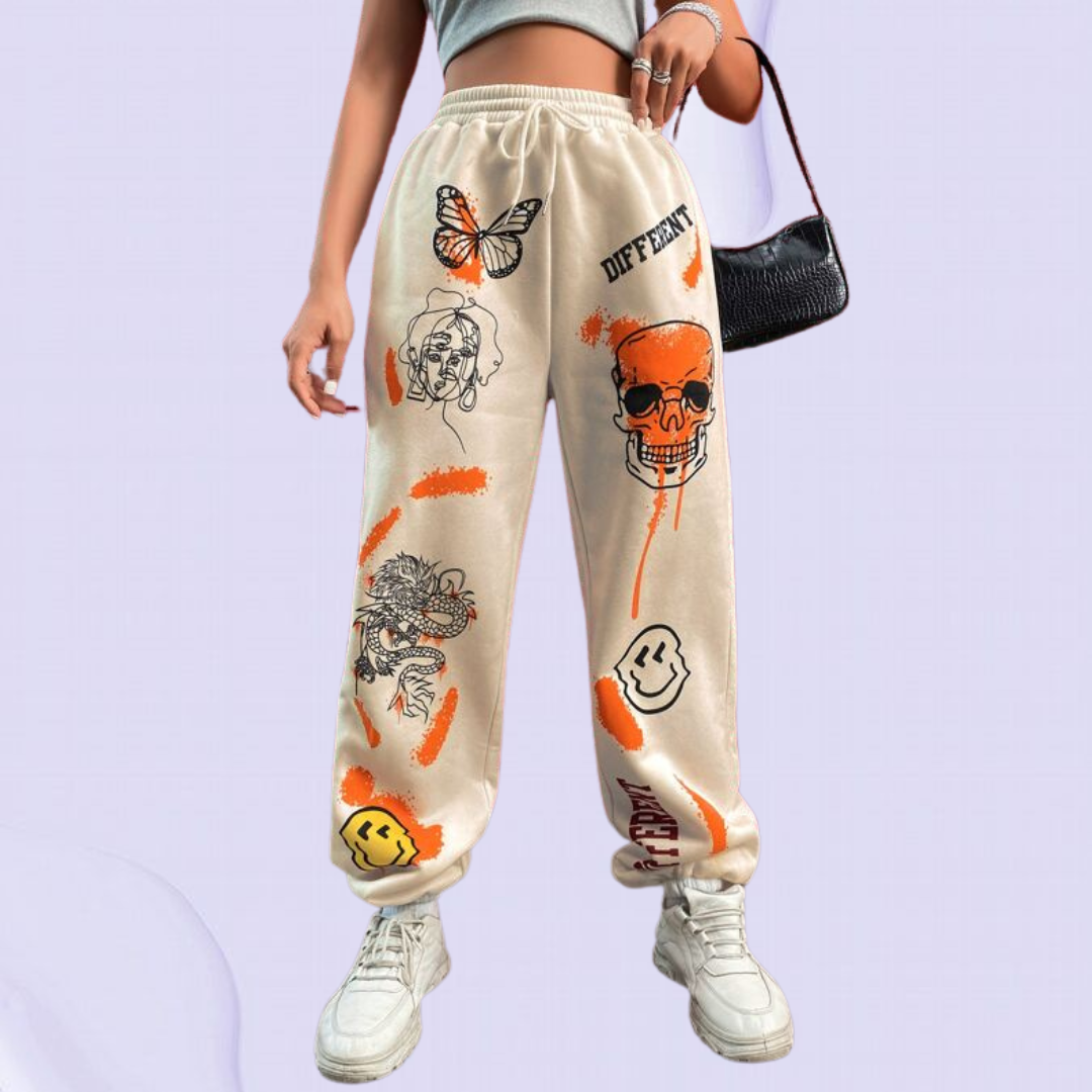 Coolane Skull & Letter Graphic Drawstring Waist Sweatpants – Ritsila  Clothing Brand