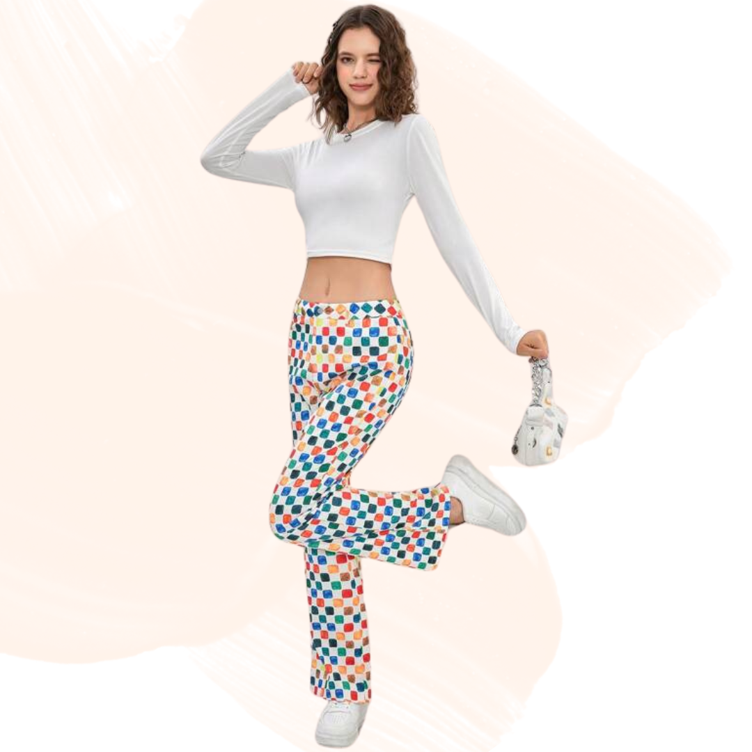 Ritsila Women's Cow Print Sweatpants Elastic High Waist Jogger Pants (Pack of-2)