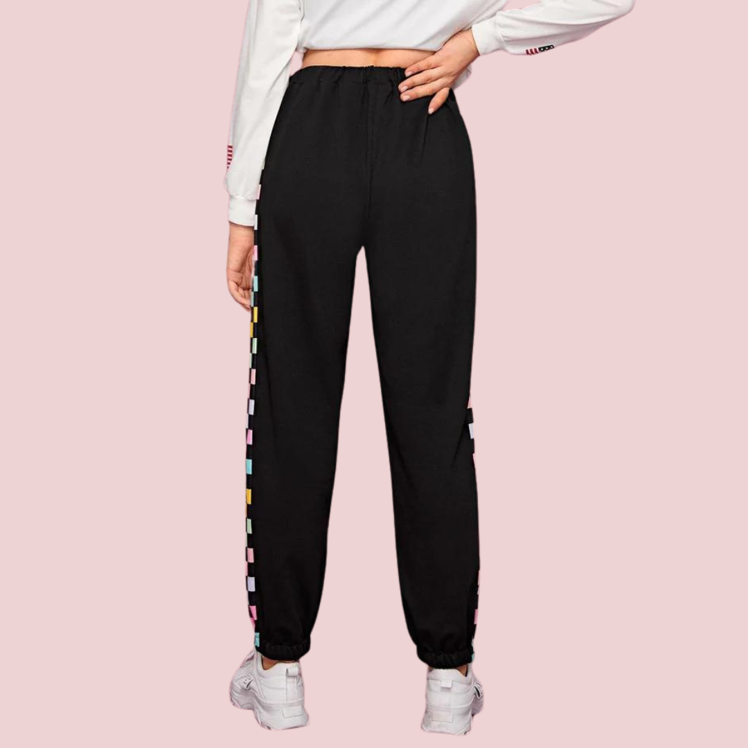 Ritsila Printed High Waisted Windbreaker Jogger Pants WHITE