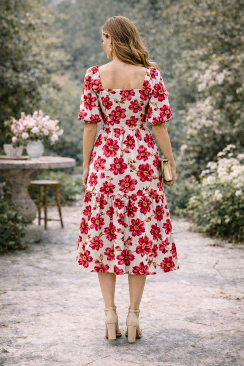 Scarlet Bloom Floral Midi Dress
