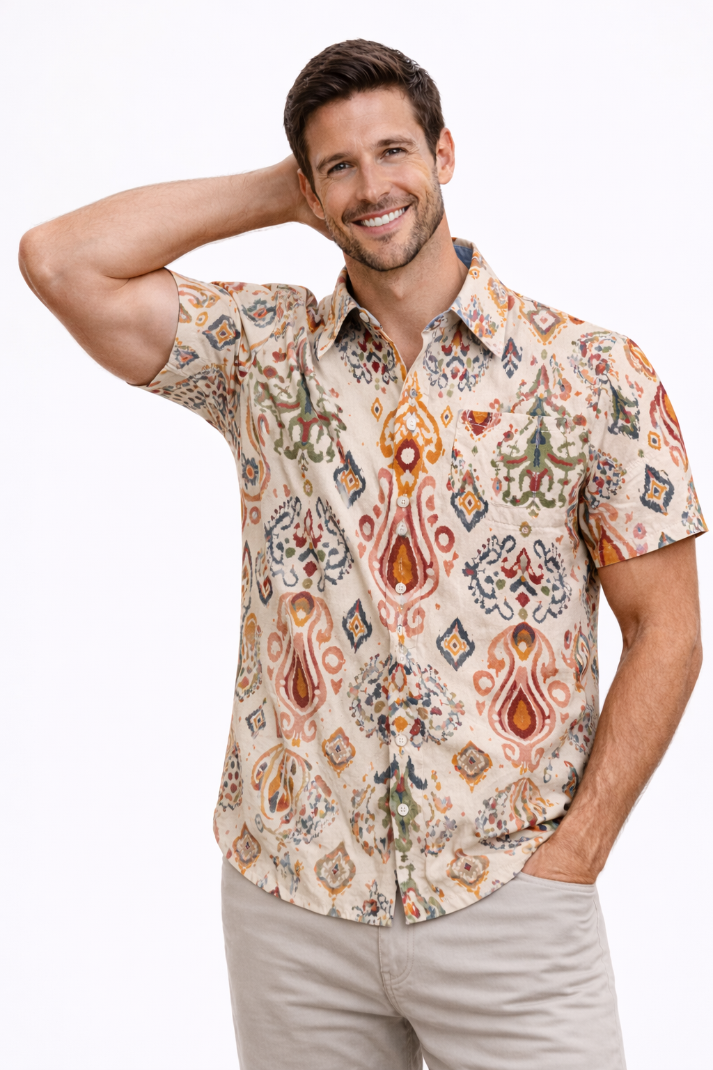 Rustic Ikat Heritage Printed Shirt For Men's