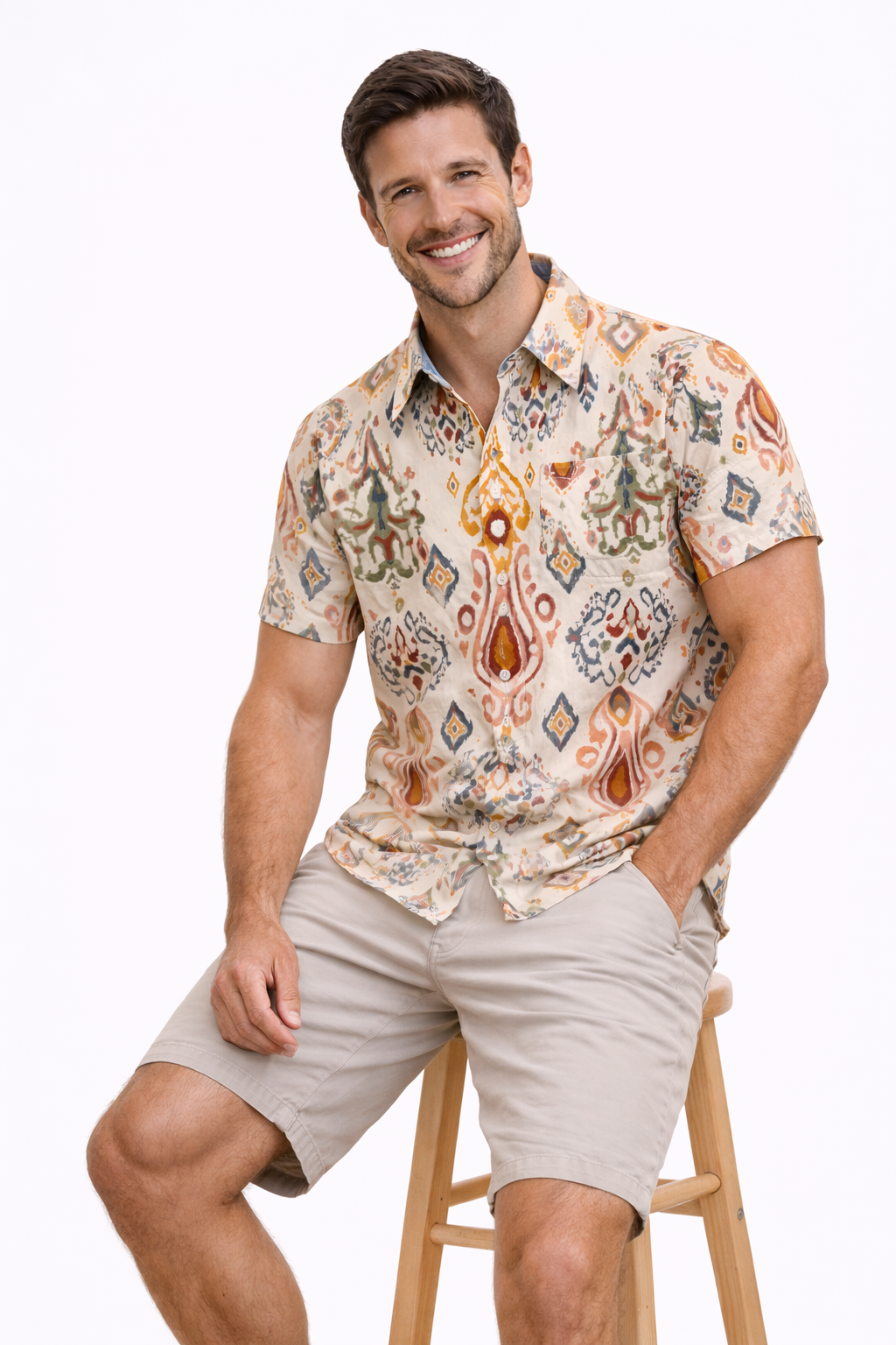 Rustic Ikat Heritage Printed Shirt For Men's