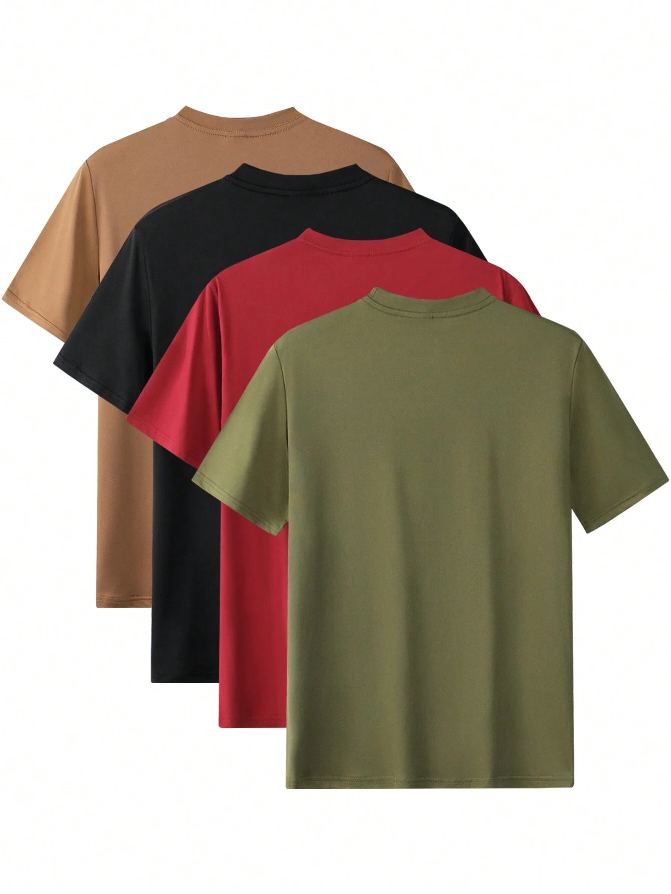 Set of 4 Men's Regular Fit Short Sleeve Solid Color T-Shirts, Stylish and Comfortable for Casual Summer Wear