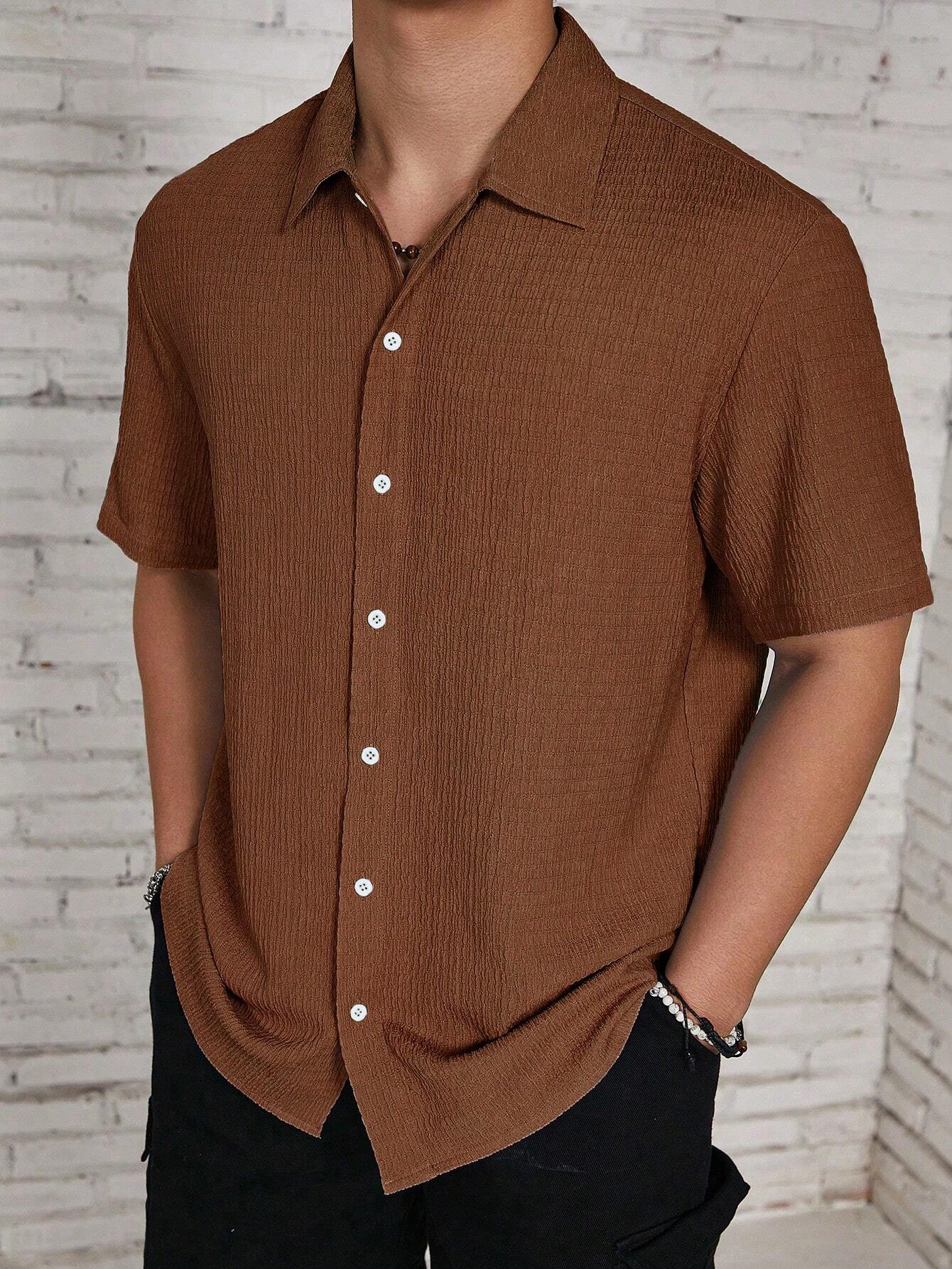 Men's Solid Color Casual Short Sleeve Shirt, Great for Summer