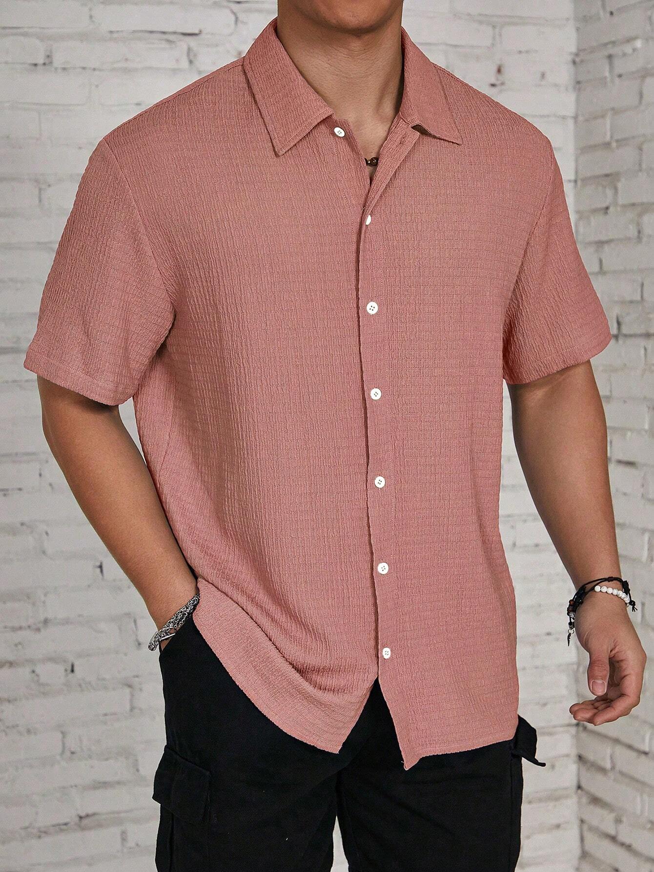 Men's Solid Color Casual Short Sleeve Shirt, Great for Summer