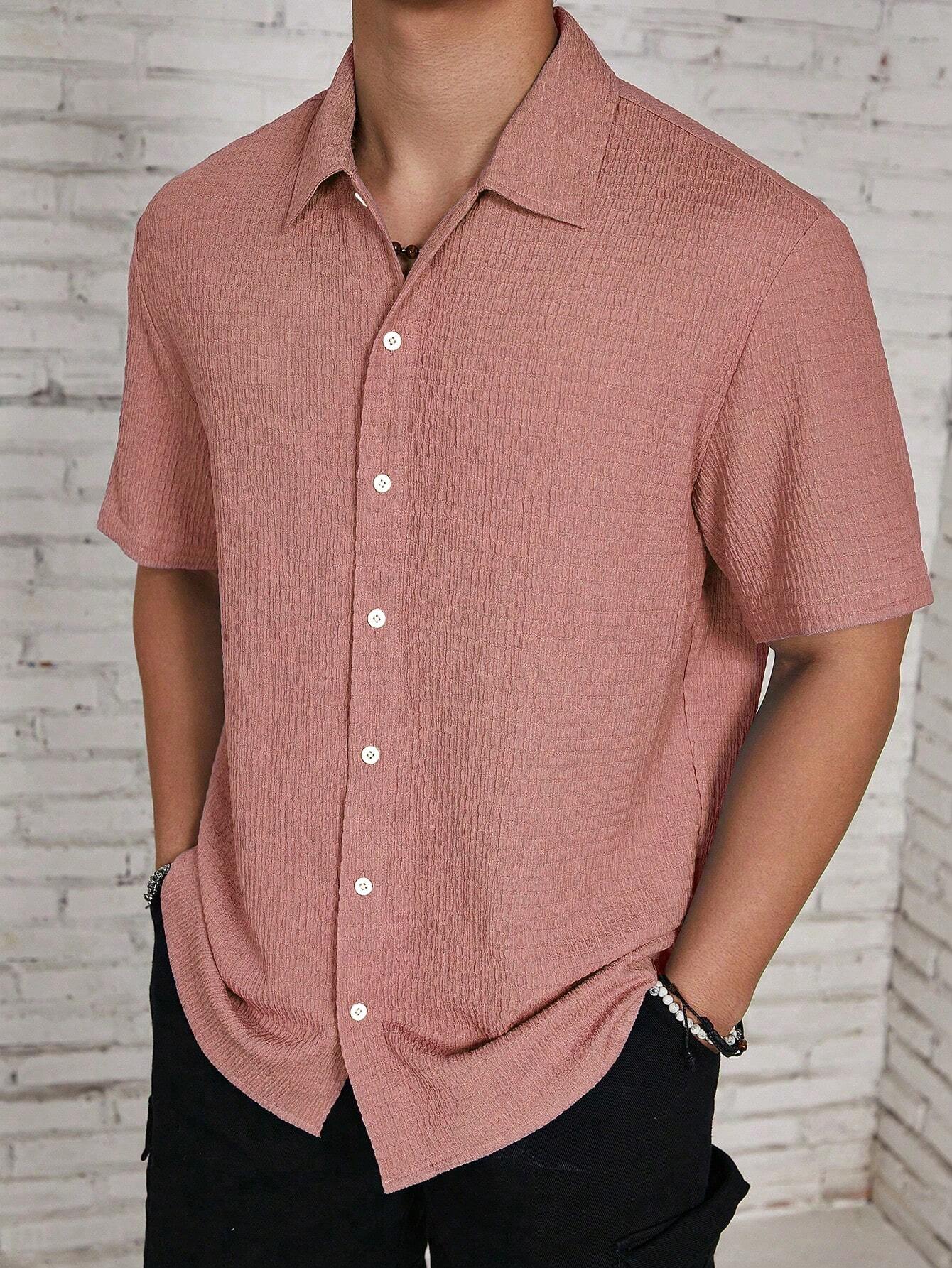 Men's Solid Color Casual Short Sleeve Shirt, Great for Summer