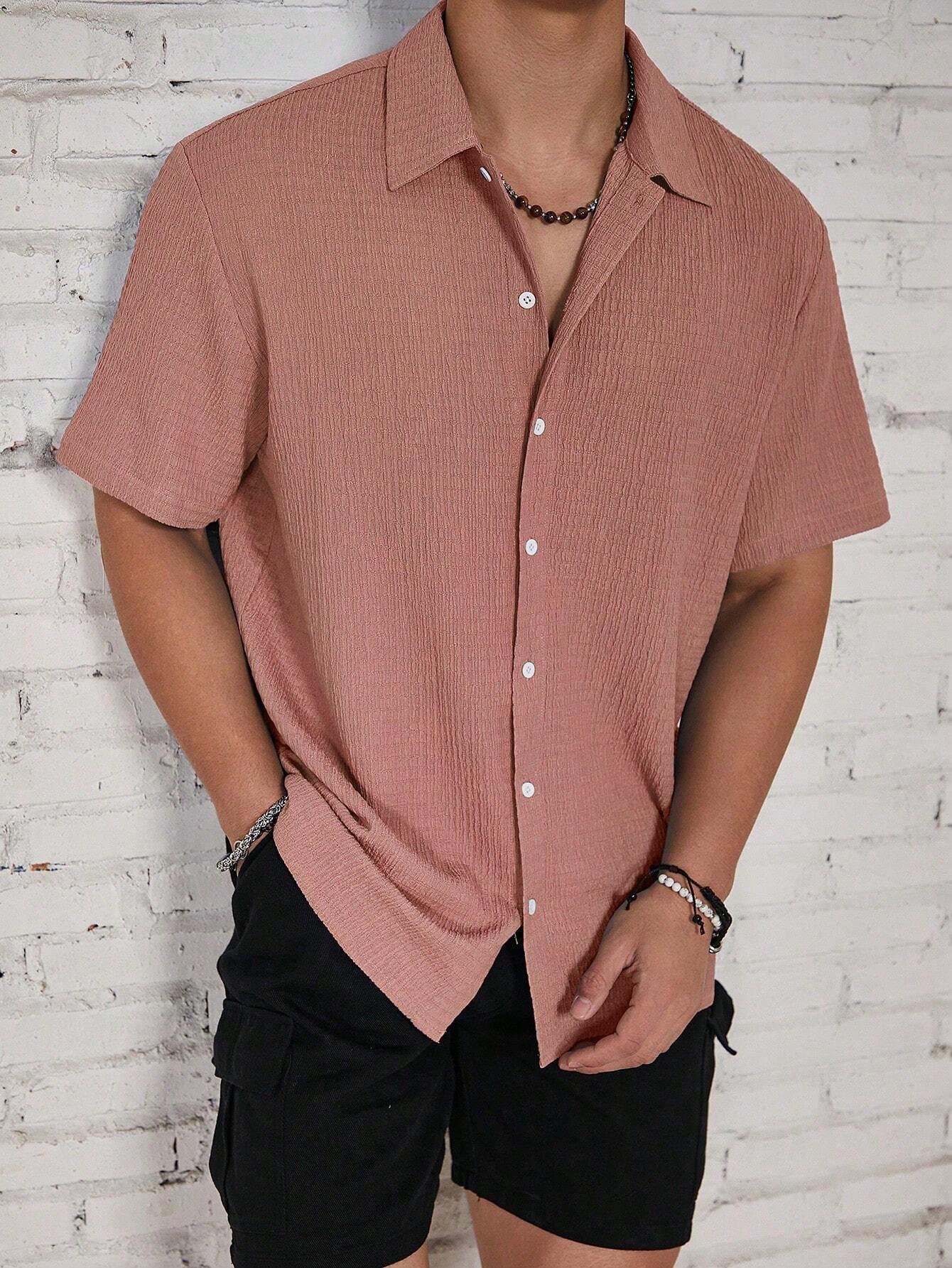 Men's Solid Color Casual Short Sleeve Shirt, Great for Summer