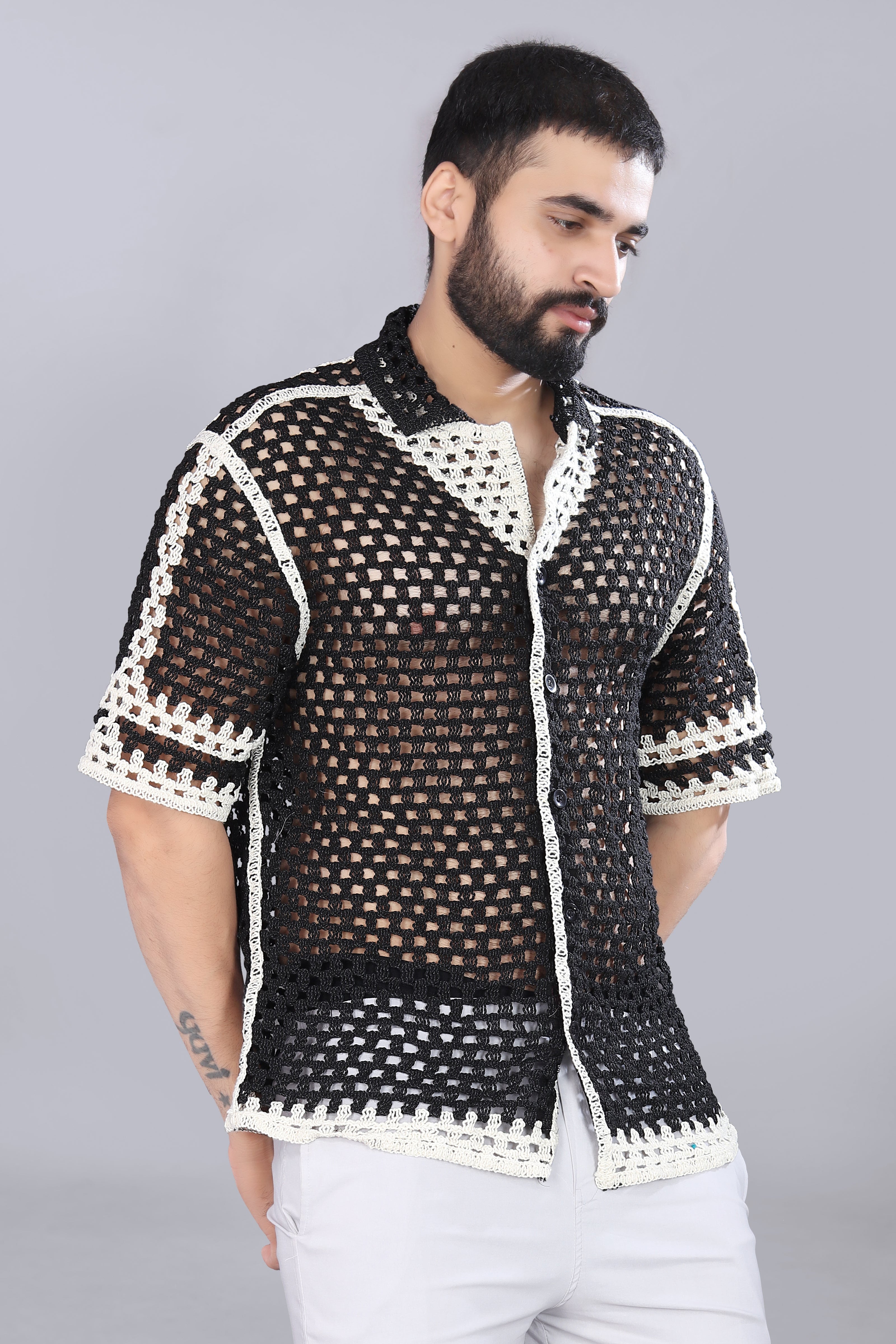V-Neck Crotchet Shirt