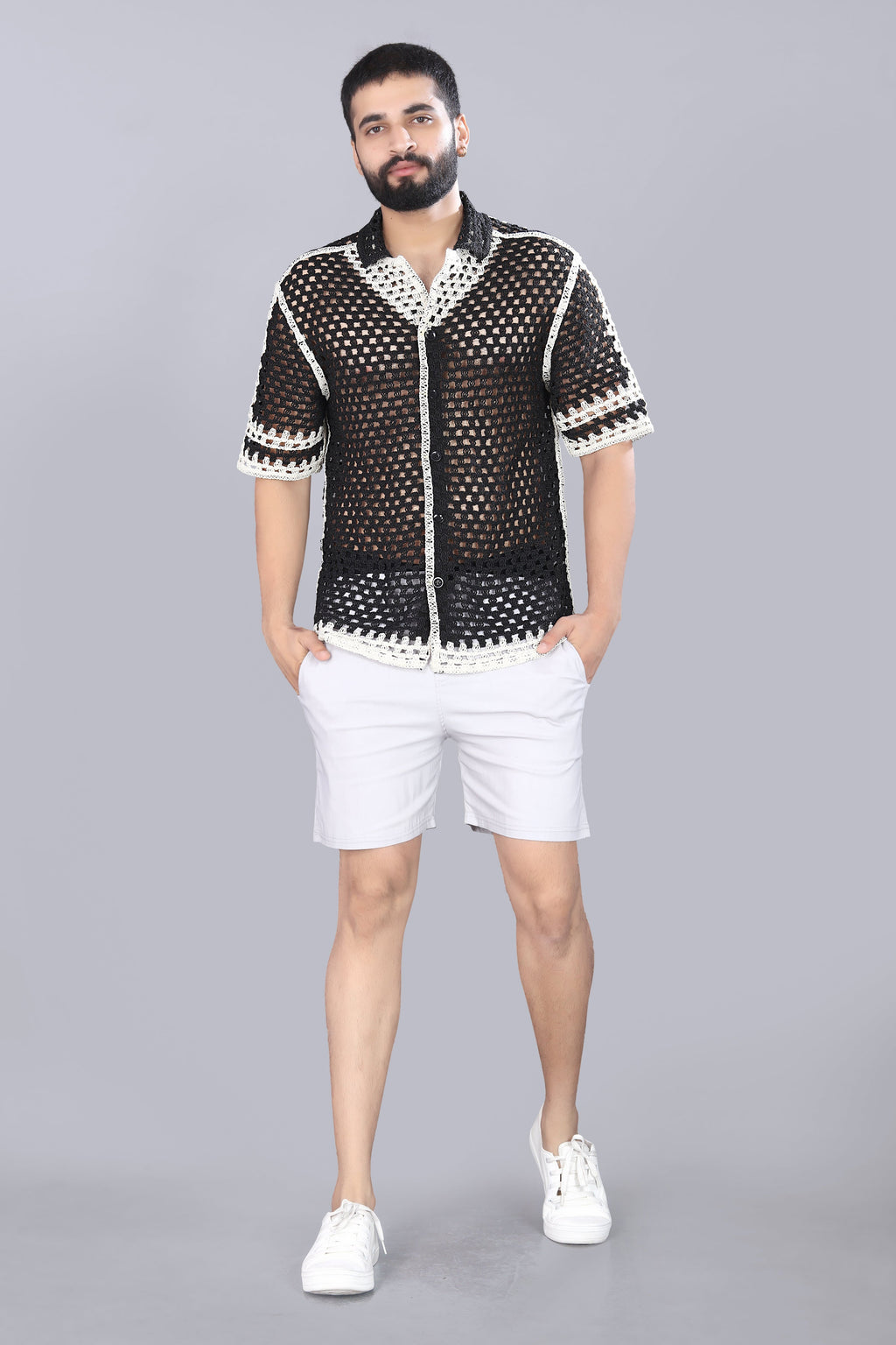 V-Neck Crotchet Shirt