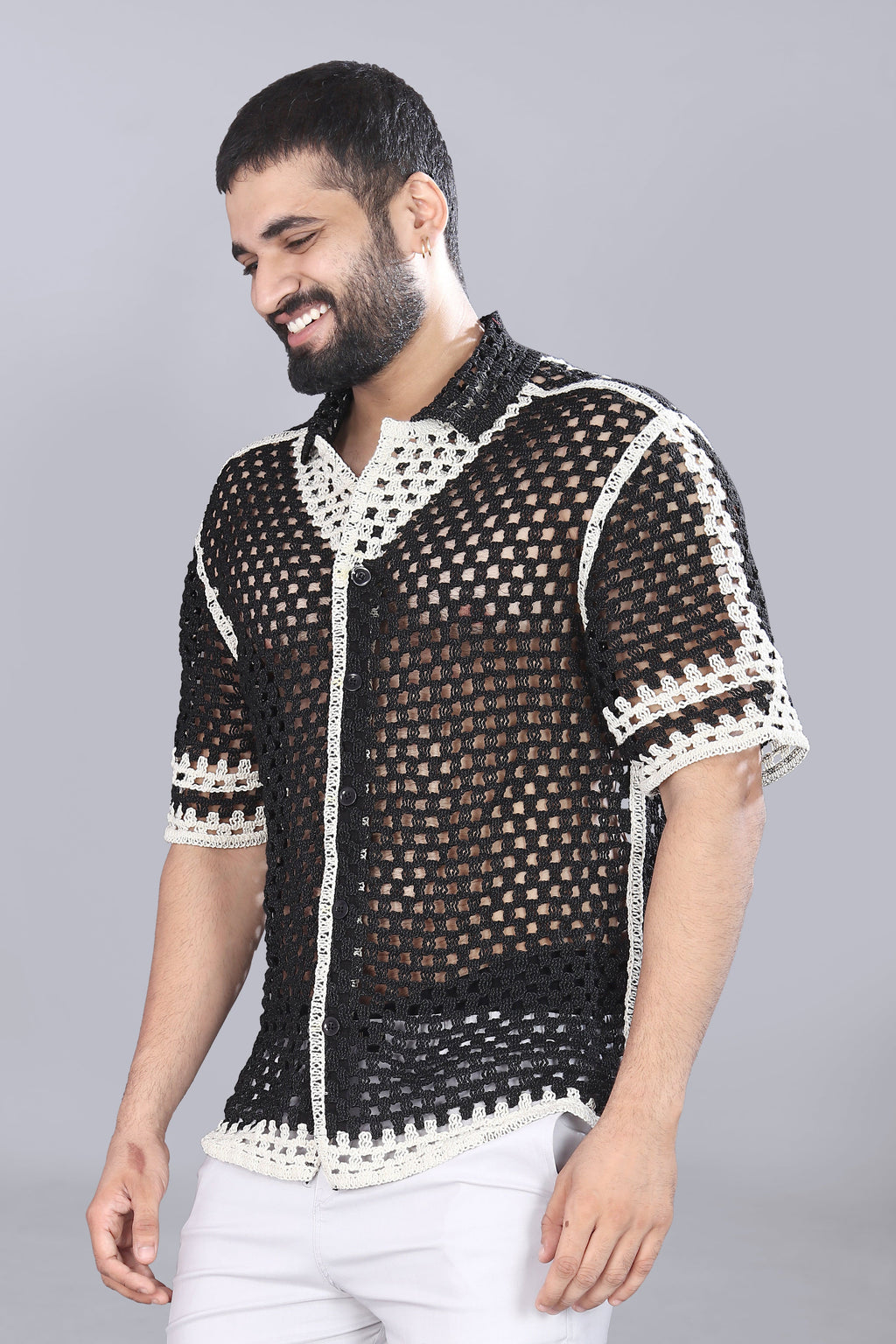 V-Neck Crotchet Shirt