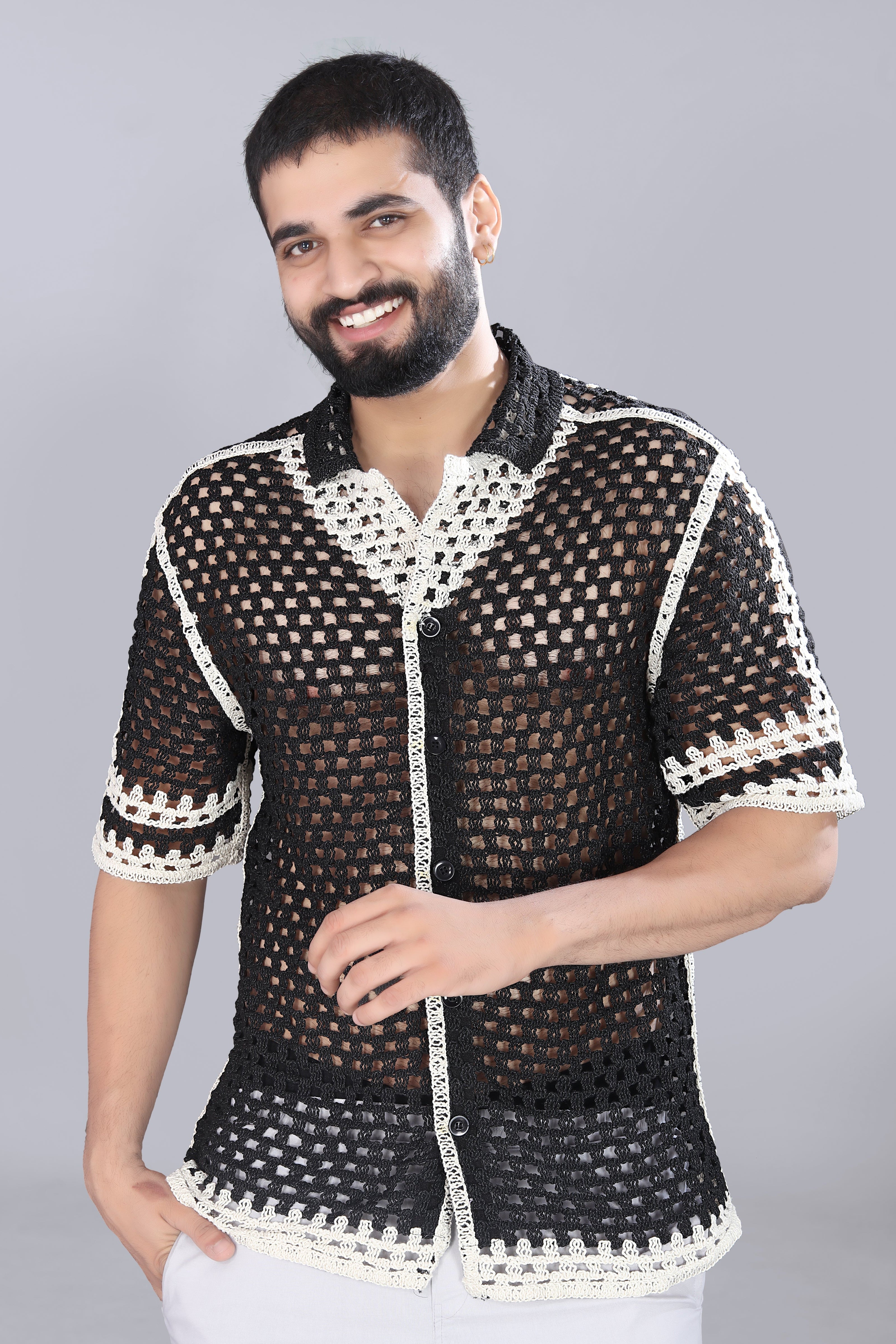 V-Neck Crotchet Shirt