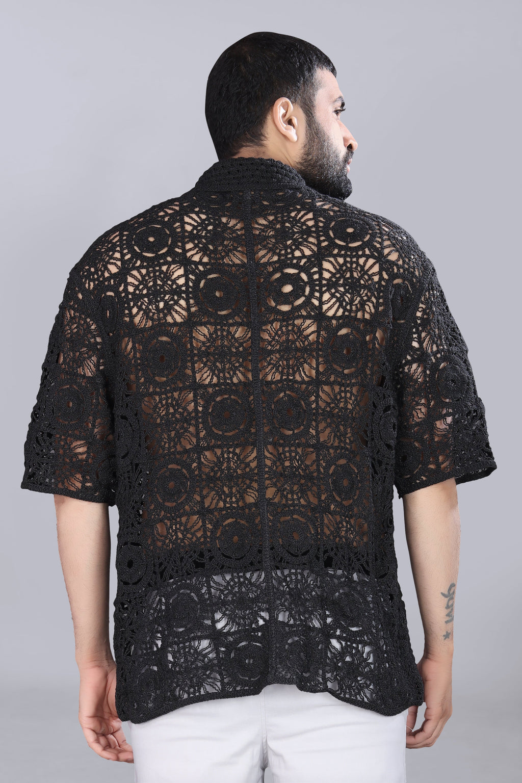 Black Designed Crotchet Shirt