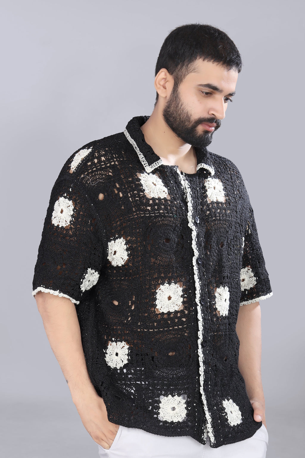 White Square Crotchet Shirt