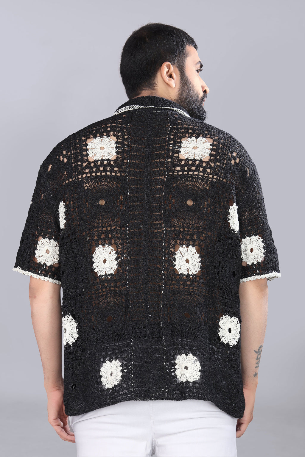 White Square Crotchet Shirt