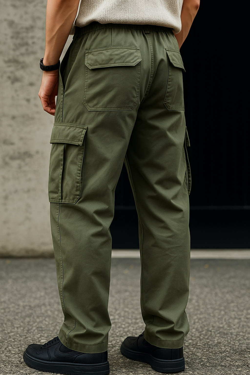 Men’s Olive Green Cargo Pants | Regular Fit Utility Trousers | Stylish Casual & Outdoor Wear Bottoms
