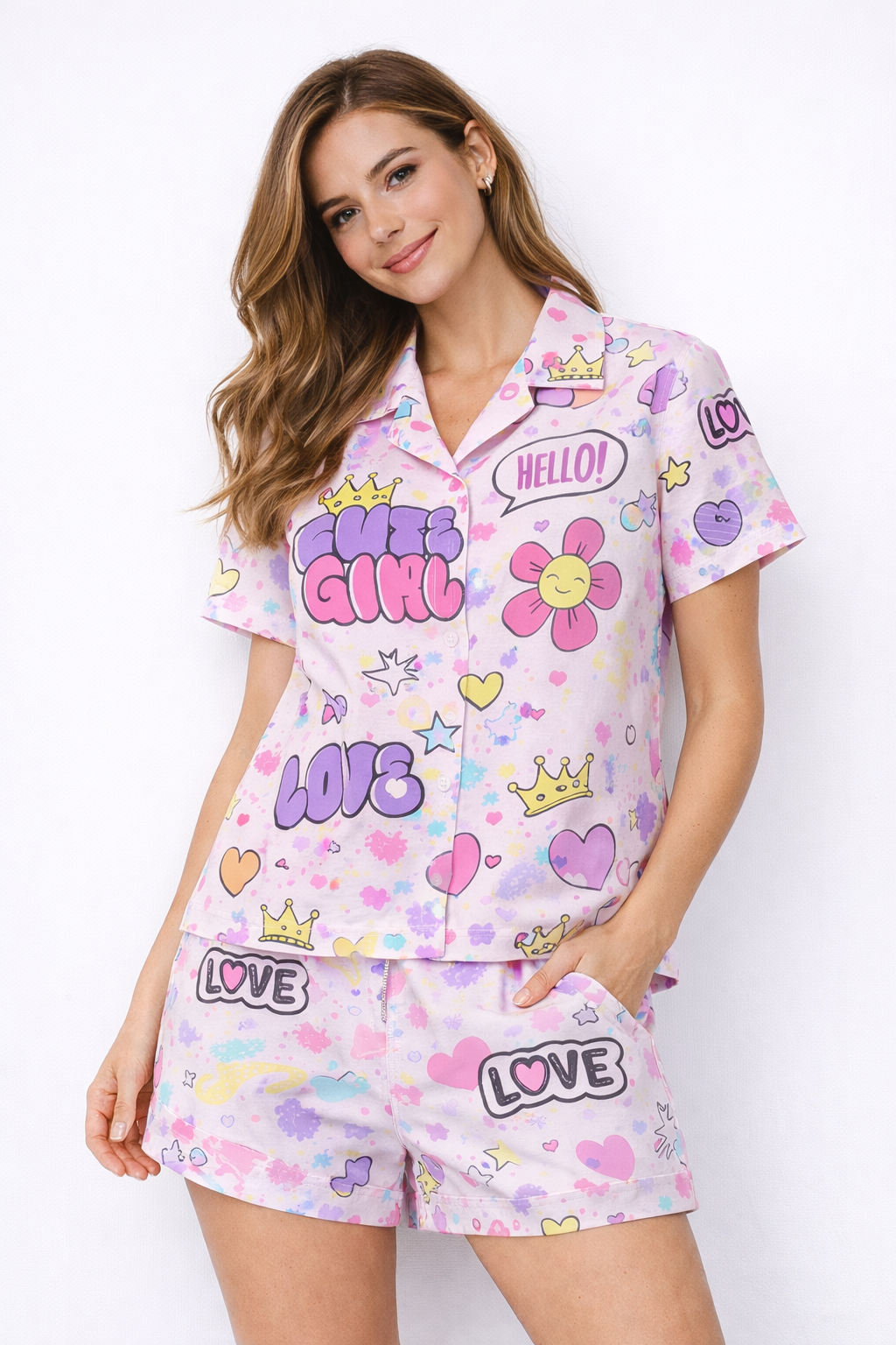 Multi Colour Printed Cordset For Womens