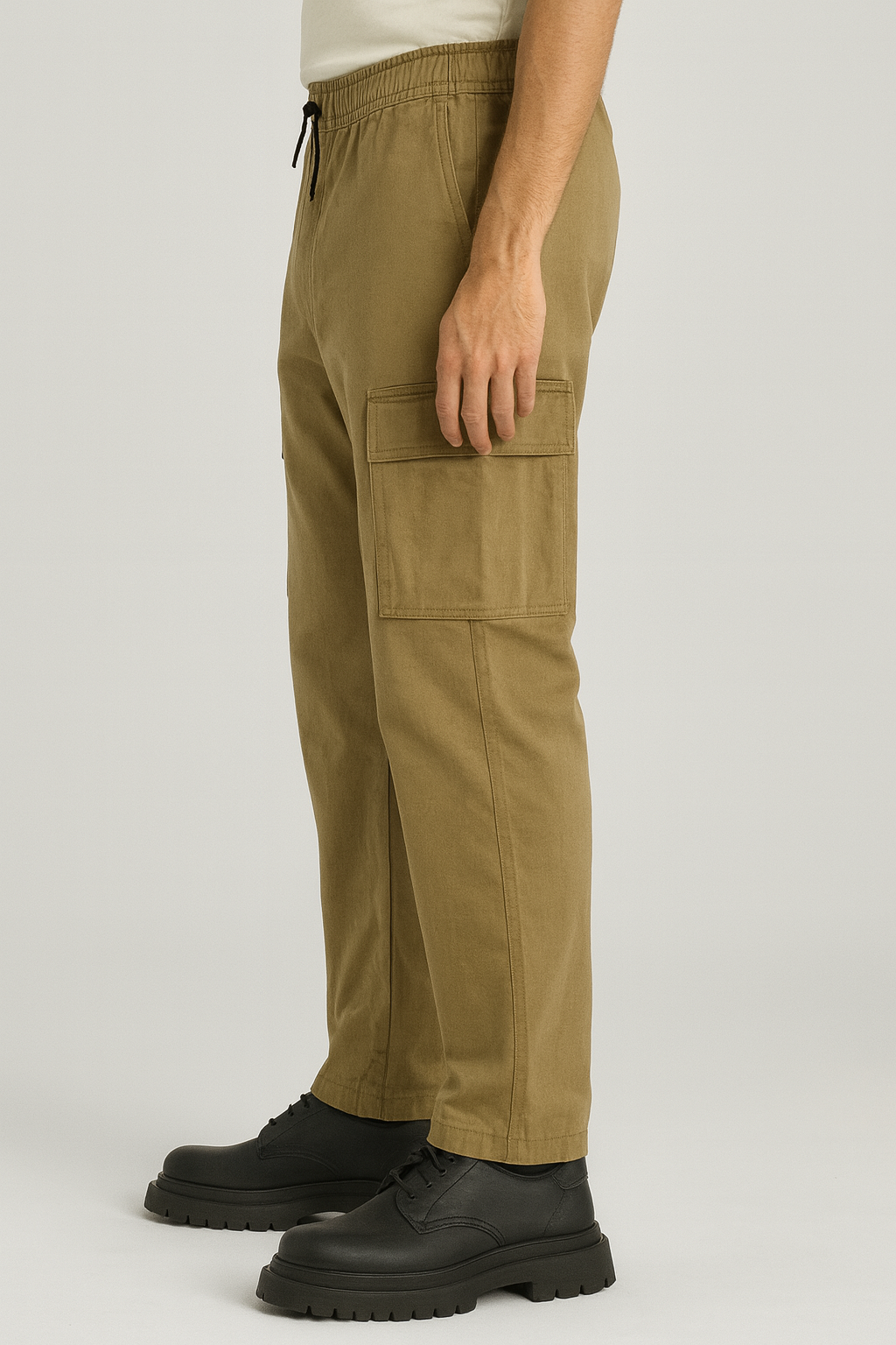 Men’s Khaki Cargo Jogger Pants | Slim Fit Utility Trousers | Casual Street & Travel Wear Bottoms