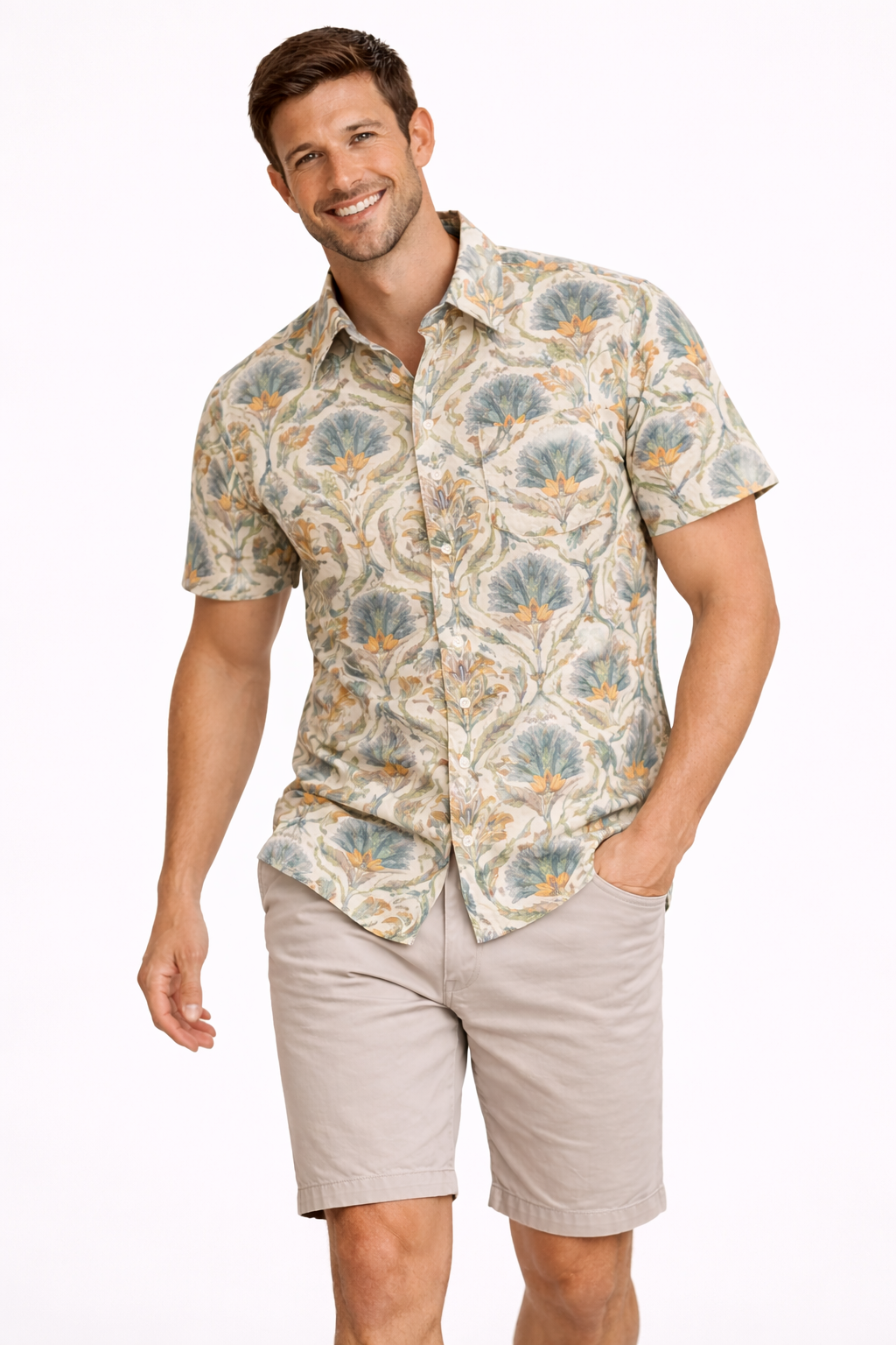 Elegant Floral Bloom Printed Shirt For Men's
