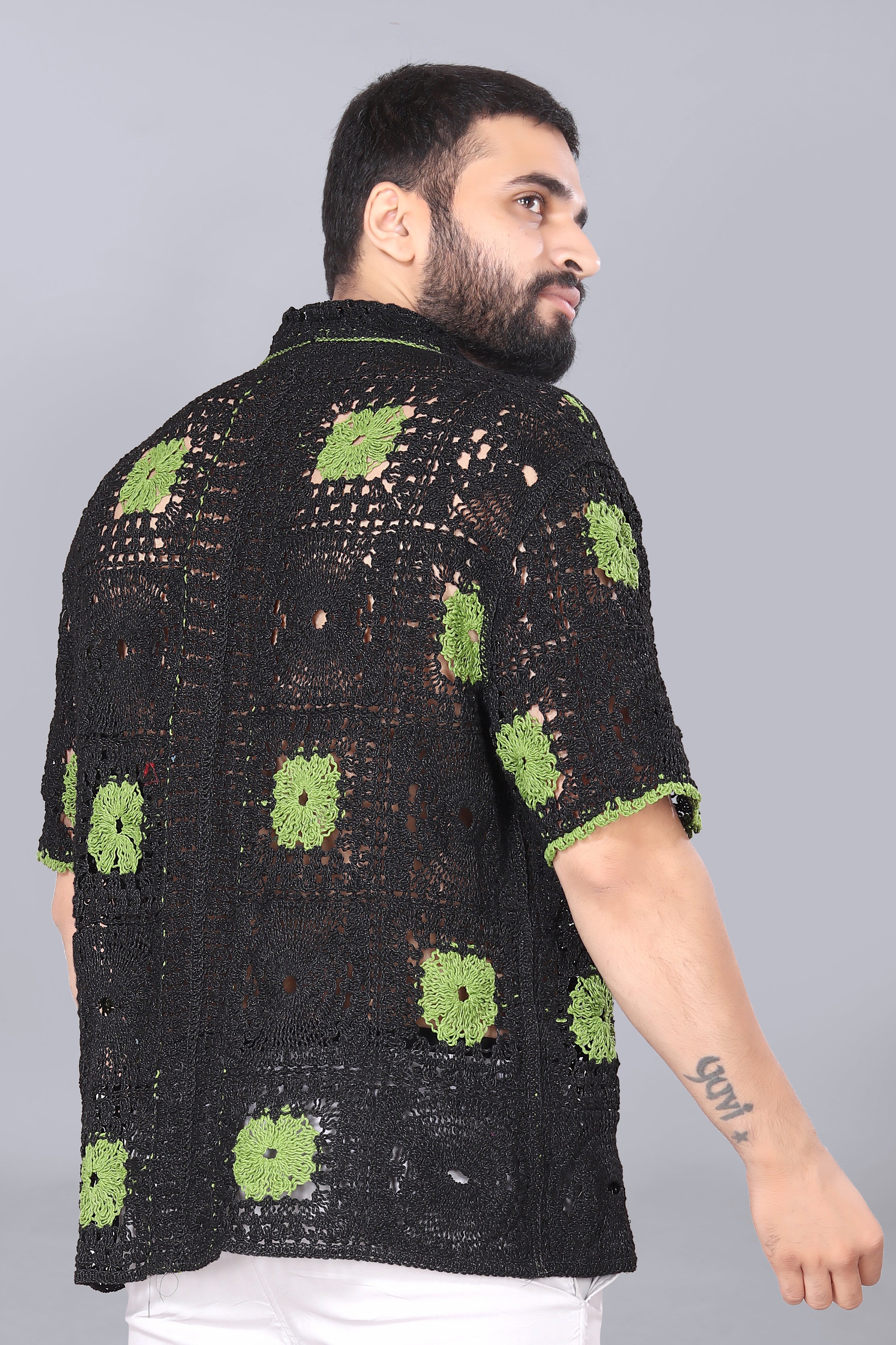 Green Square Crotchet Shirt