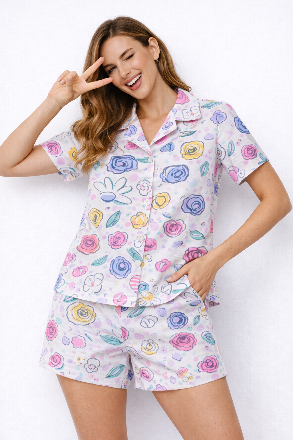 Multicolour Floral Printed Cordset For Womens