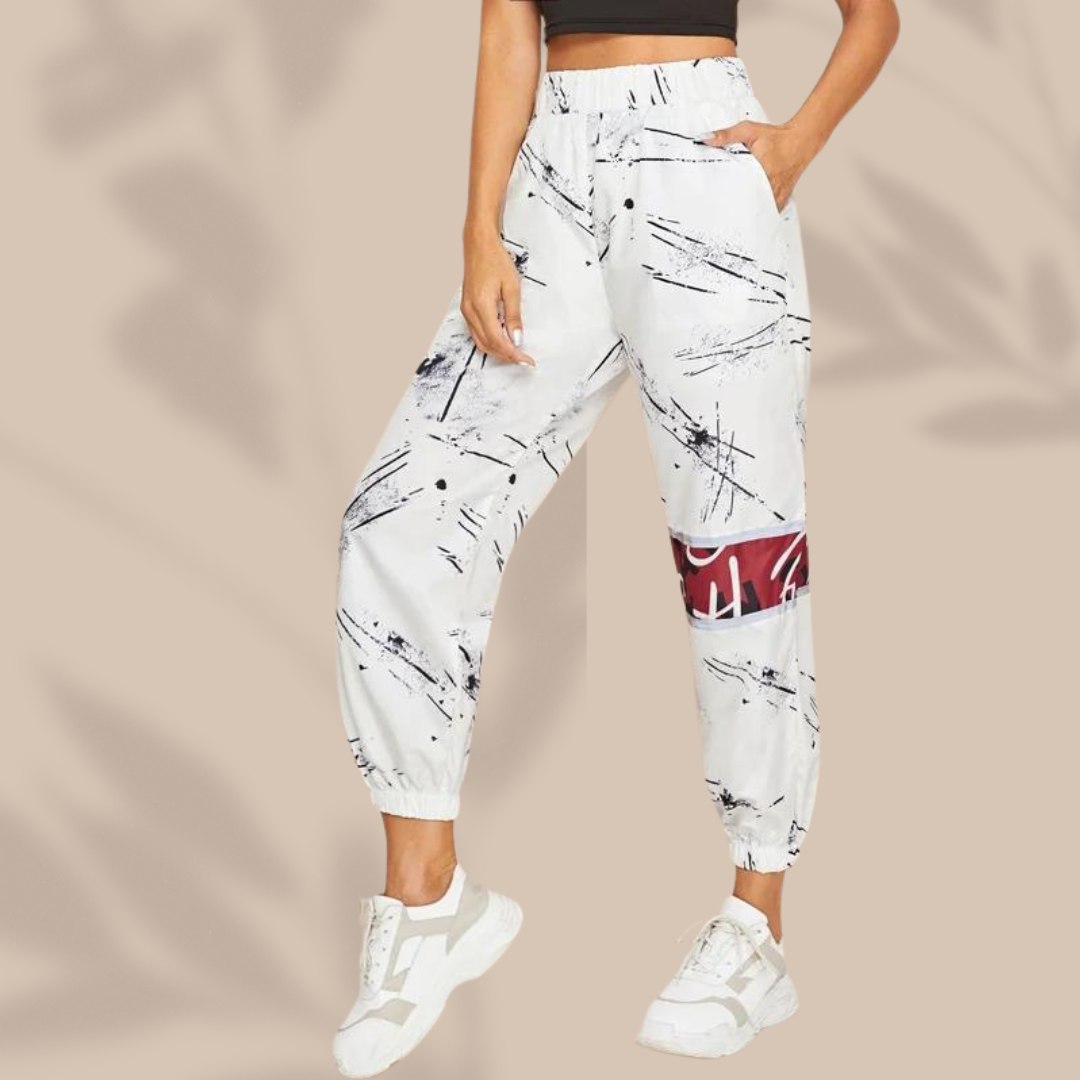 Women’s Stylish Printed Jogger Pants | Elastic Waist Casual Trousers | Trendy Streetwear Bottoms for Daily & Party Wear
