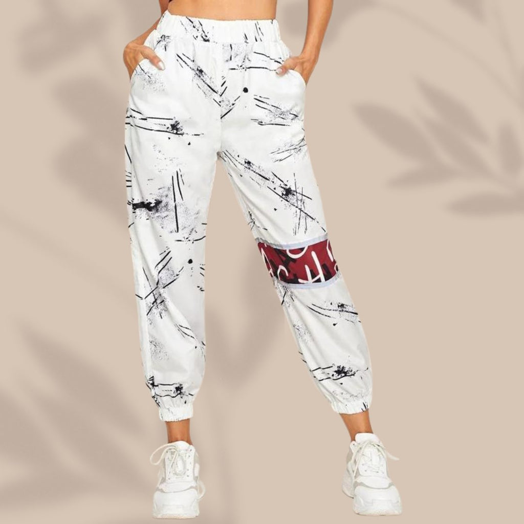 Women’s Stylish Printed Jogger Pants | Elastic Waist Casual Trousers | Trendy Streetwear Bottoms for Daily & Party Wear