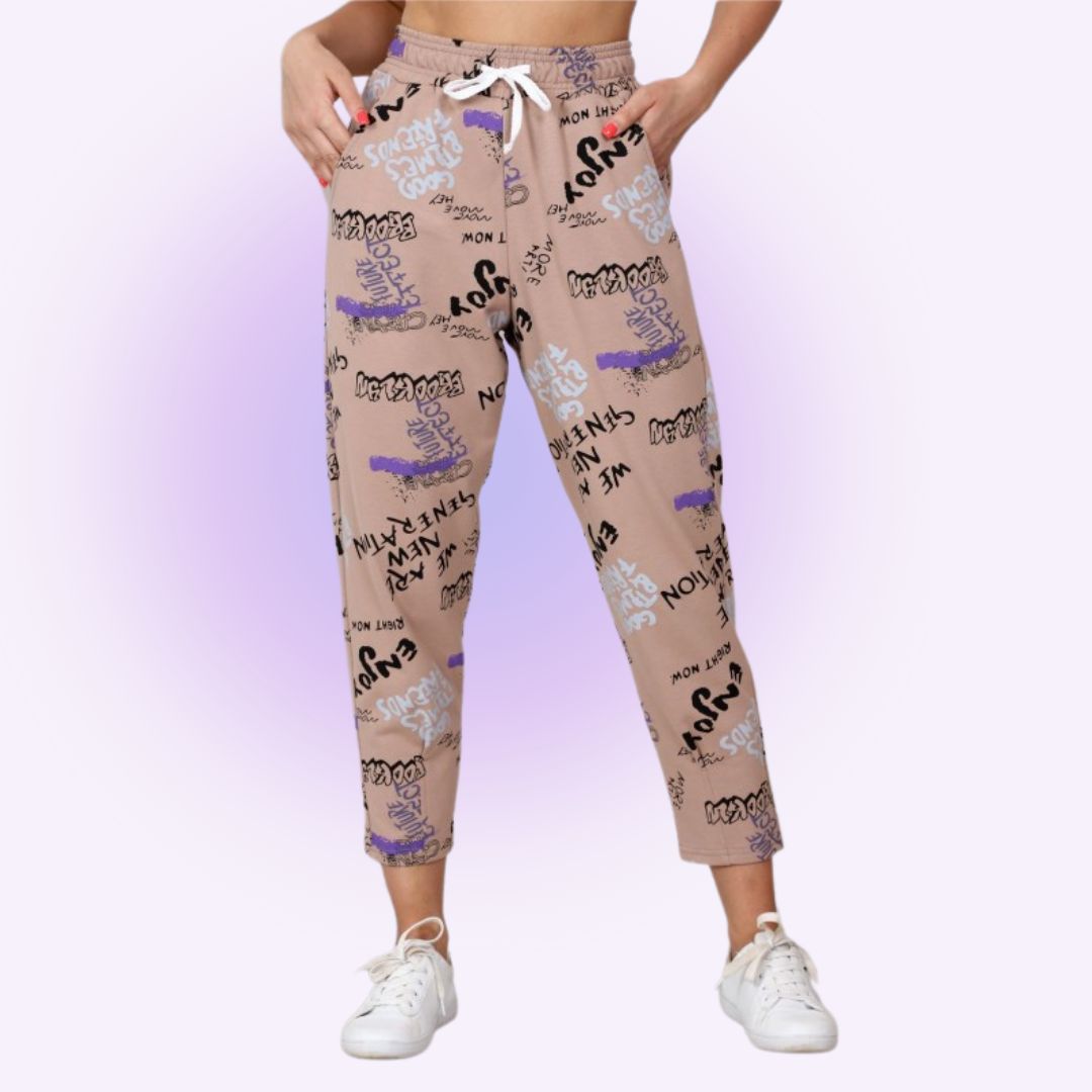 Women’s Trendy All-Over Print Jogger Pants | High Waist Casual Trousers | Stylish Streetwear & Lounge Wear Bottoms