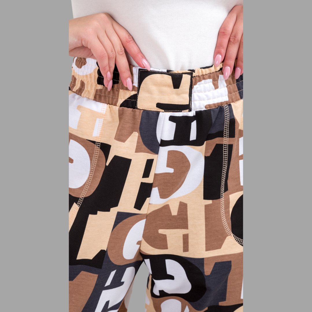 Women’s Trendy Typography Printed Jogger Pants | High Waist Casual Street Style Trousers | Stylish Daily & Travel Wear