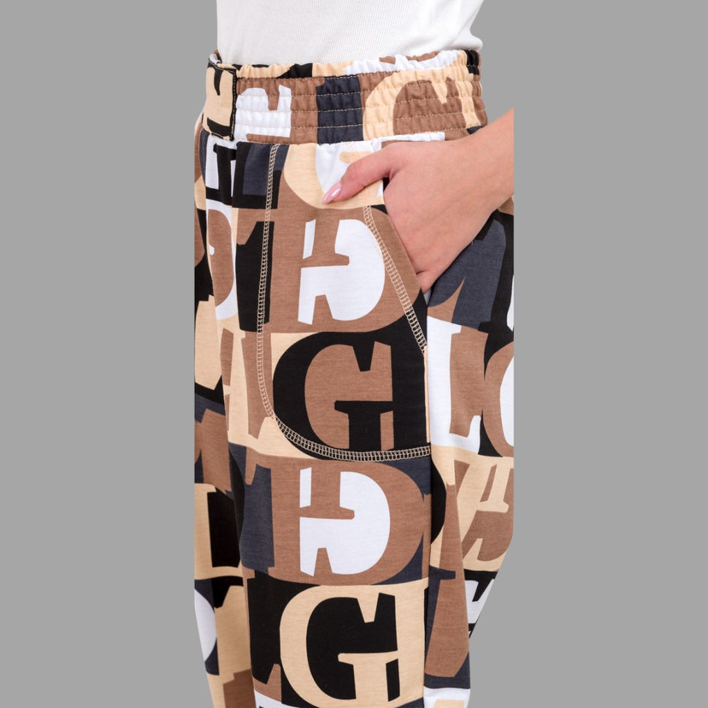Women’s Trendy Typography Printed Jogger Pants | High Waist Casual Street Style Trousers | Stylish Daily & Travel Wear