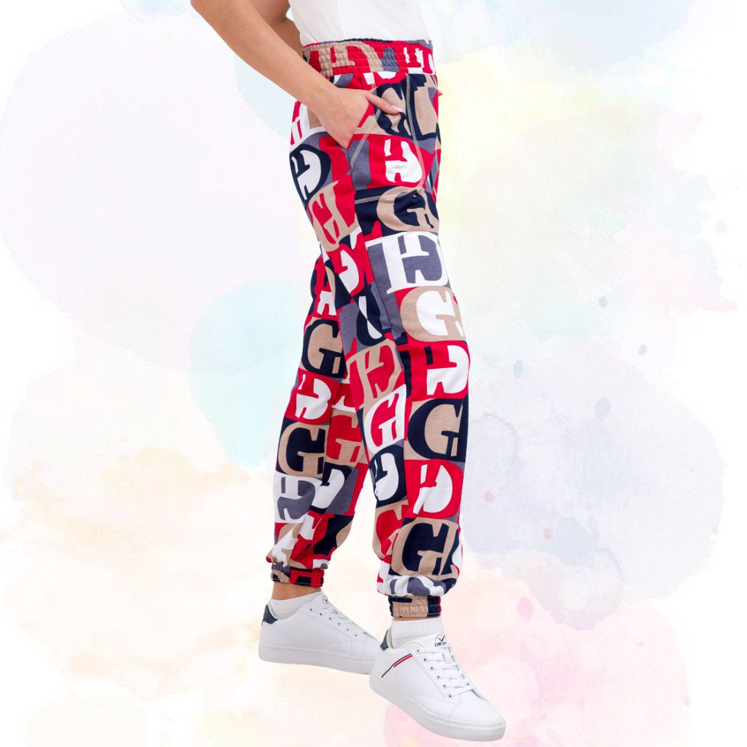 Women’s Bold Typography Printed Jogger Pants | High Waist Casual Street Style Trousers | Trendy Daily & Travel Wear