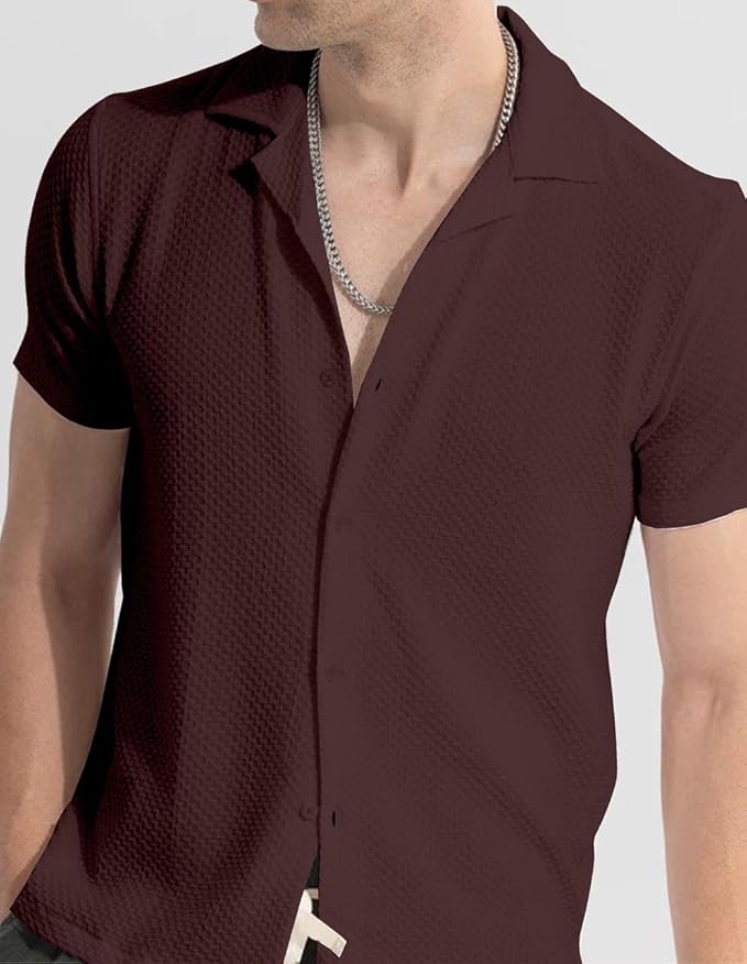 Men's Solid Casual Shirt for Vacations, Outings, Parties