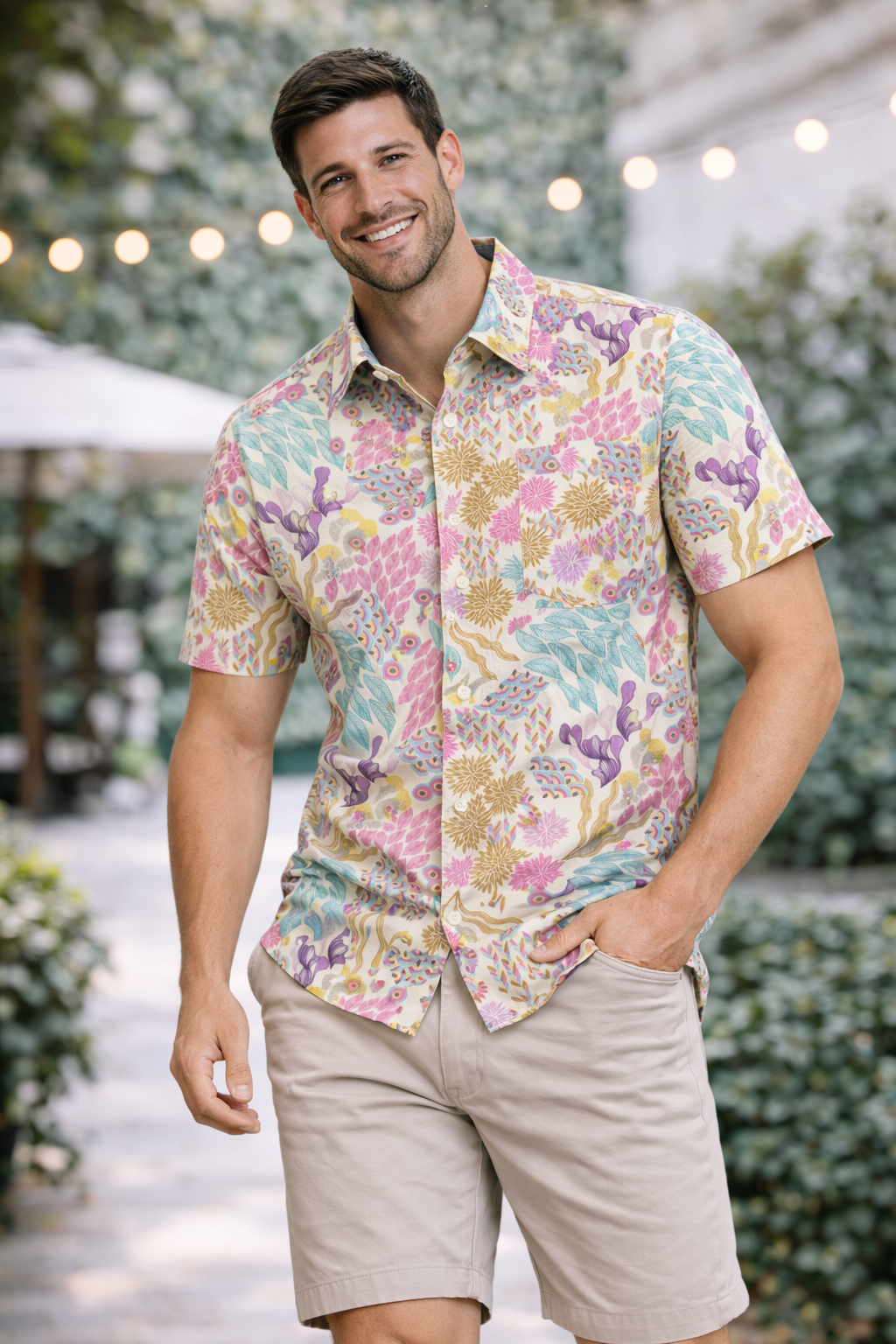 Pastel Garden Fusion Printed Shirt For Men's