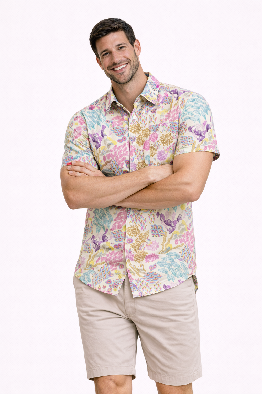 Pastel Garden Fusion Printed Shirt For Men's