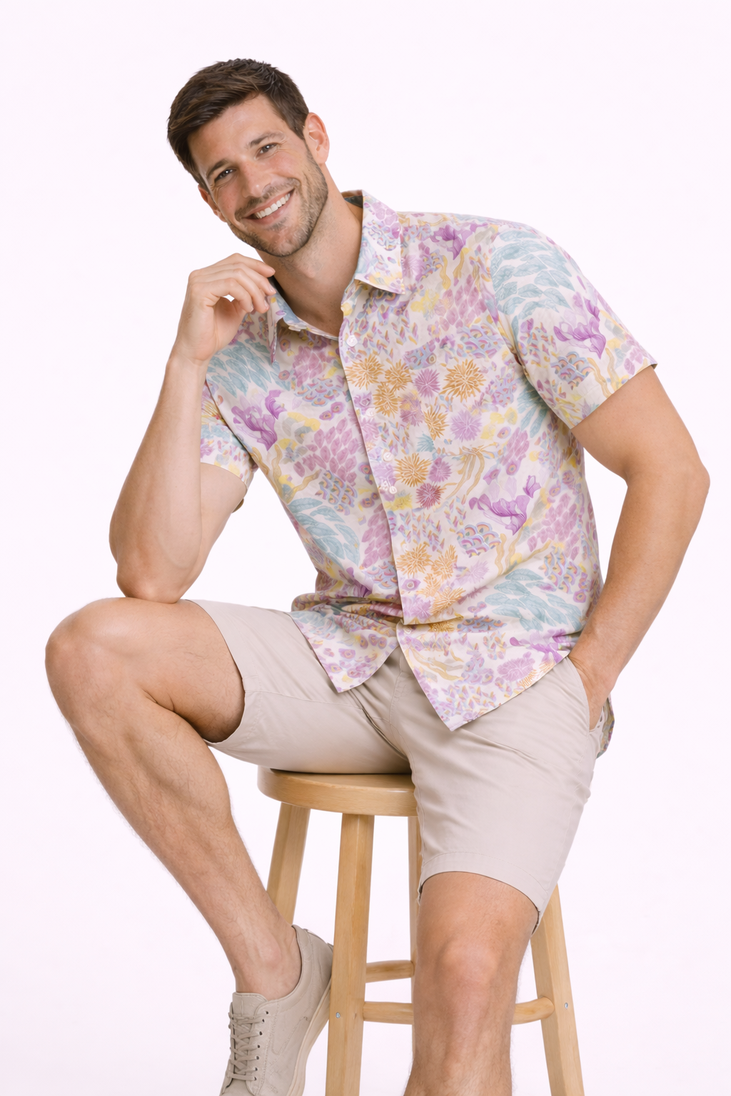 Pastel Garden Fusion Printed Shirt For Men's
