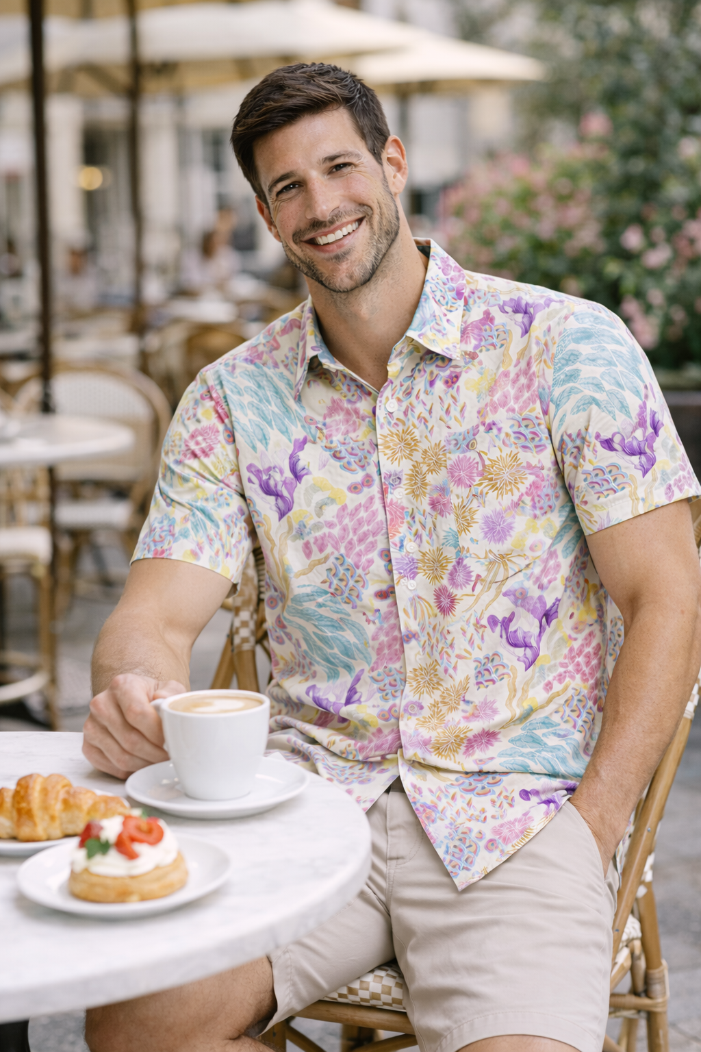 Pastel Garden Fusion Printed Shirt For Men's