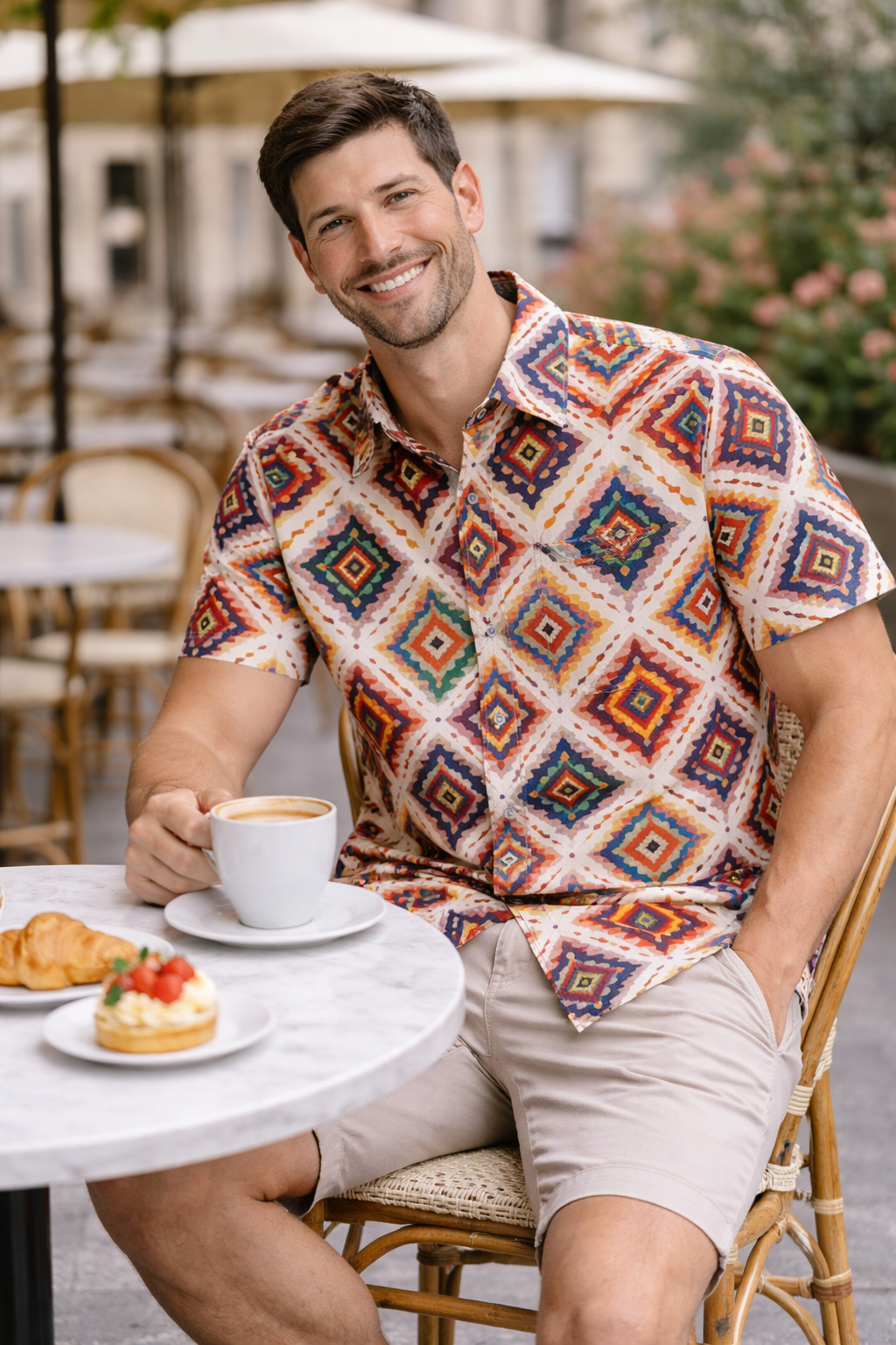 Boho Diamond Burst Printed Shirt For Men's