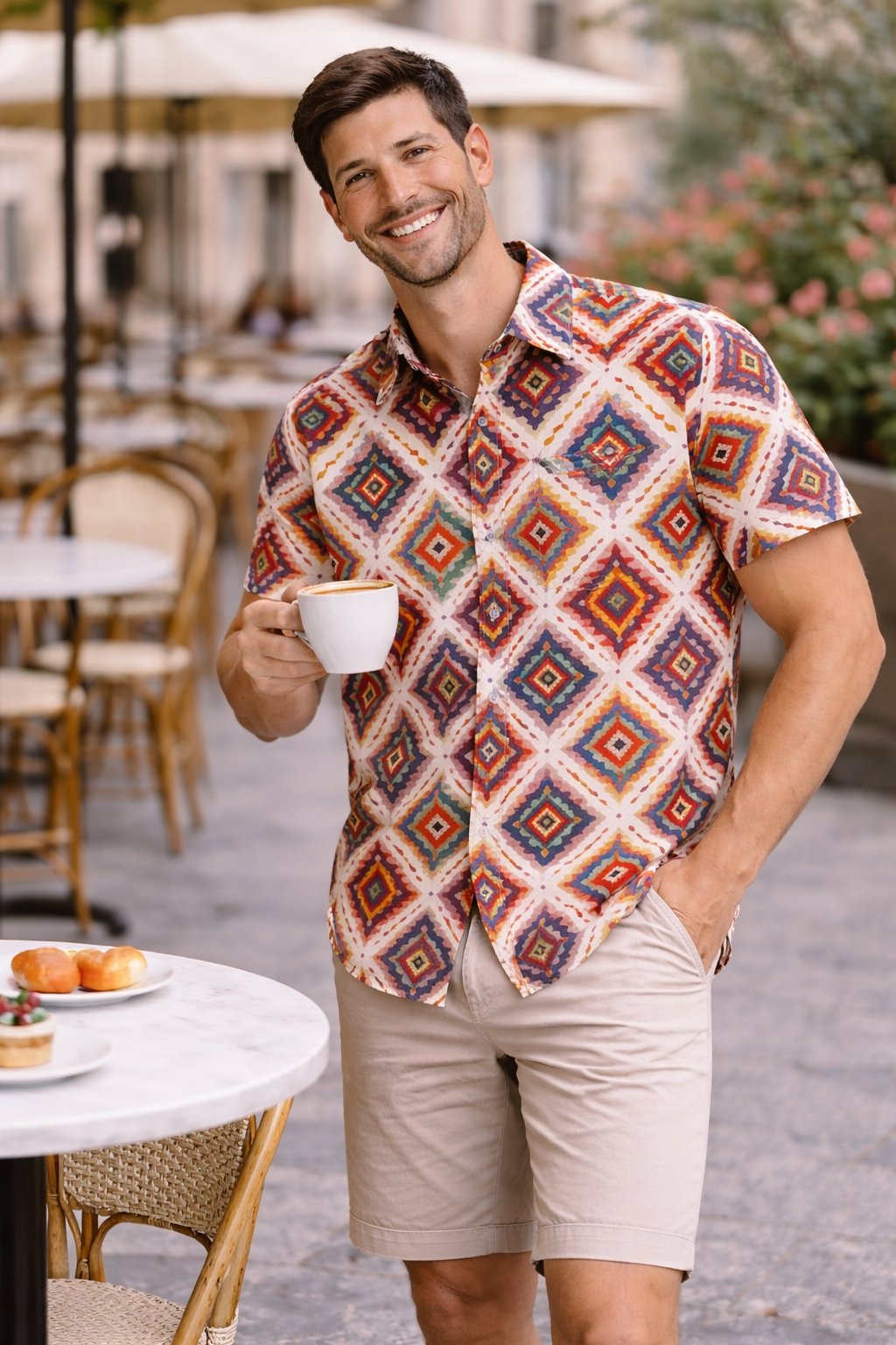 Boho Diamond Burst Printed Shirt For Men's