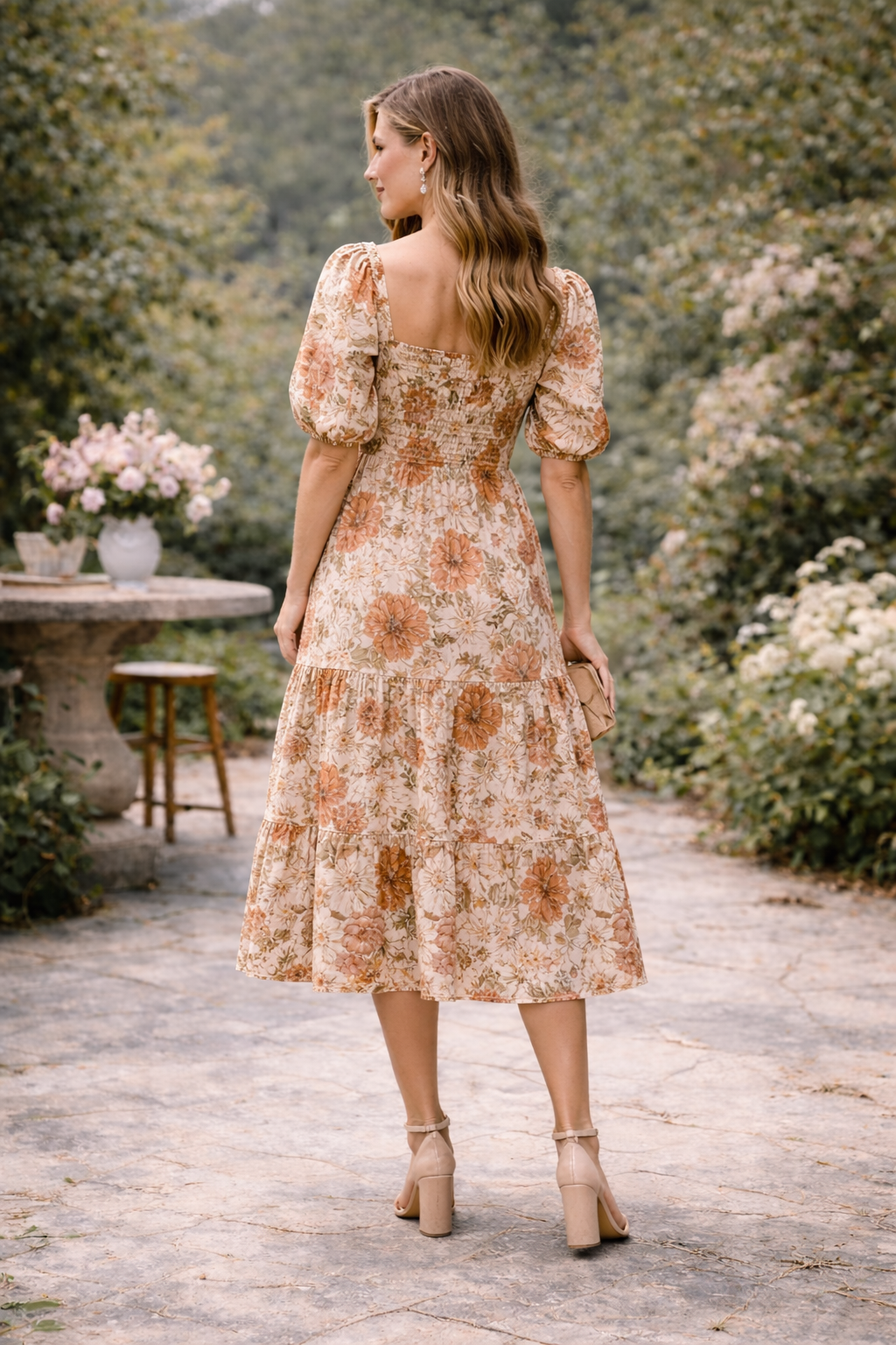 Blush Meadow Floral Midi Dress