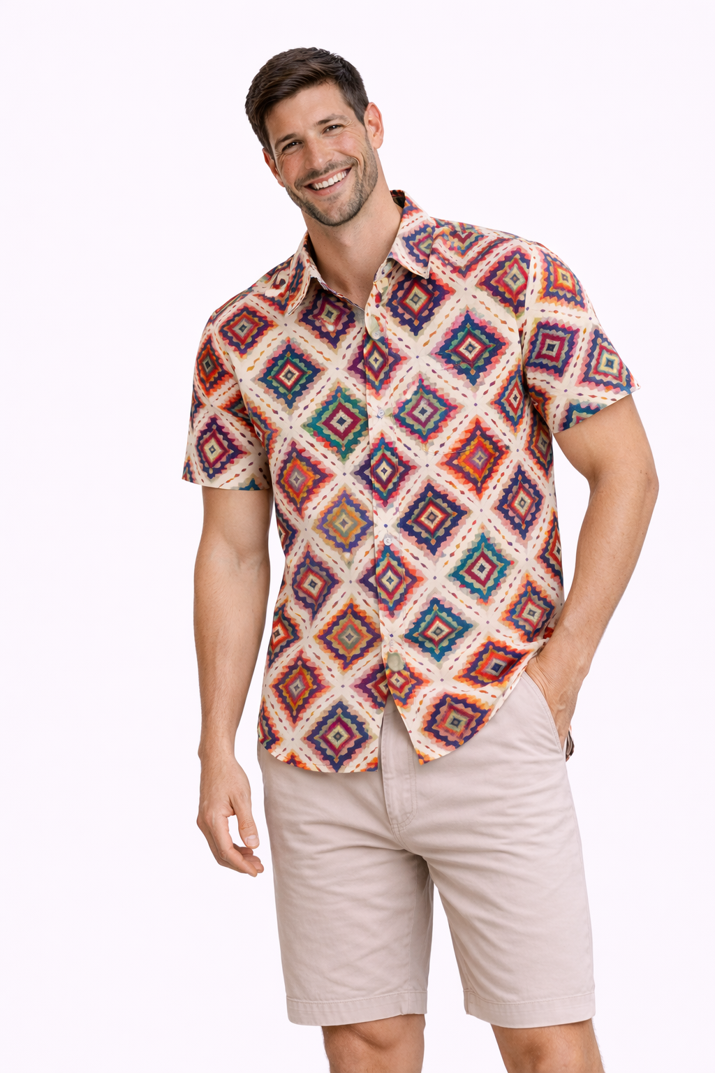 Boho Diamond Burst Printed Shirt For Men's