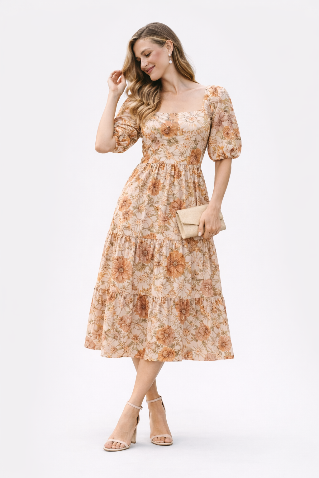 Blush Meadow Floral Midi Dress