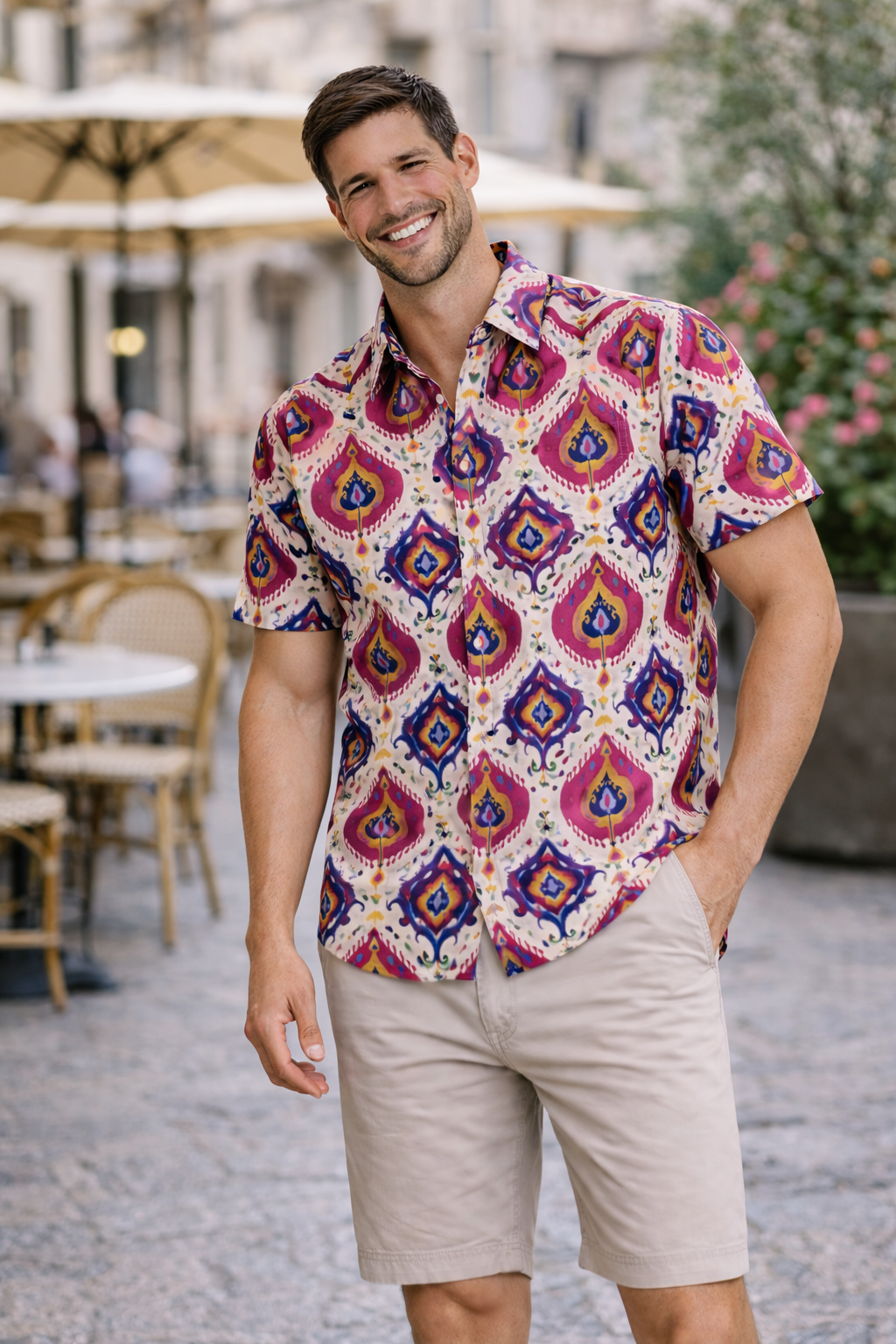 Royal Ikat Bloom Printed Shirt For Men's