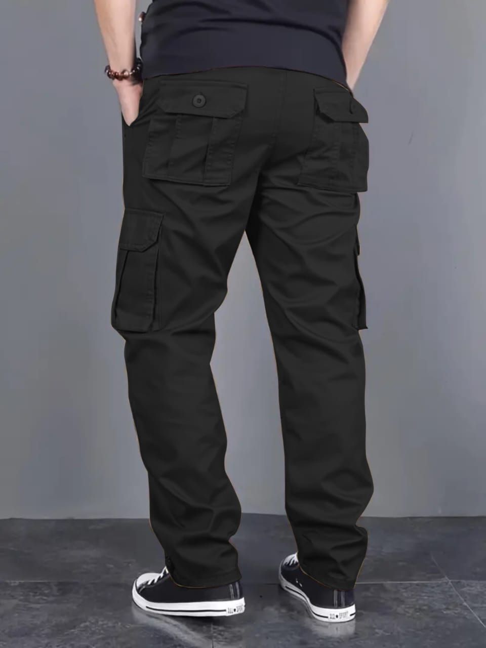 Men’s Black Cargo Pants | Slim Fit Utility Trousers with Multi-Pockets | Casual & Streetwear Bottoms