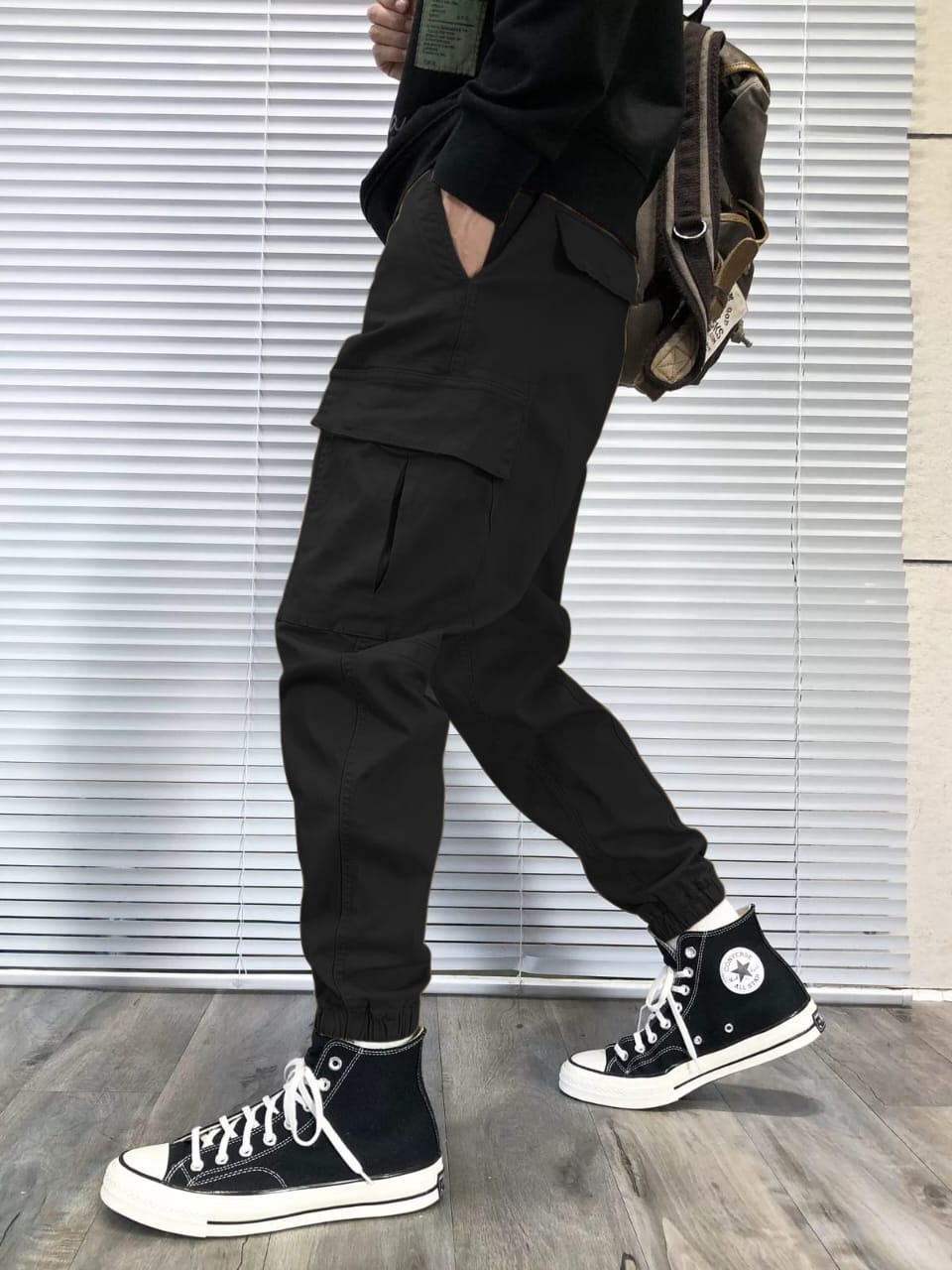 Men’s Black Cargo Pants | Slim Fit Utility Trousers with Multi-Pockets | Casual & Streetwear Bottoms