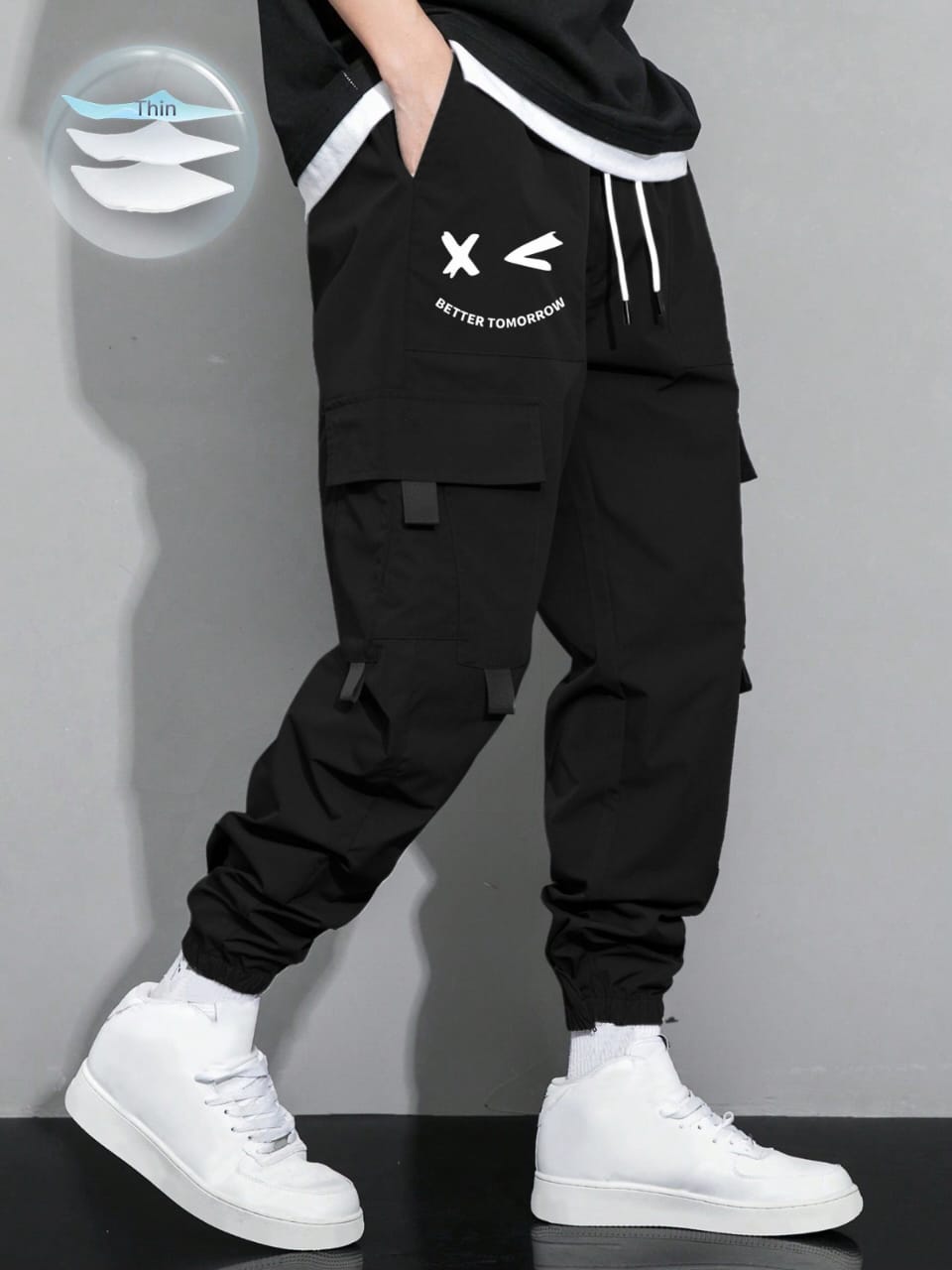 Men’s Black Cargo Pants | Slim Fit Utility Trousers with Multi-Pockets | Casual & Streetwear Bottoms