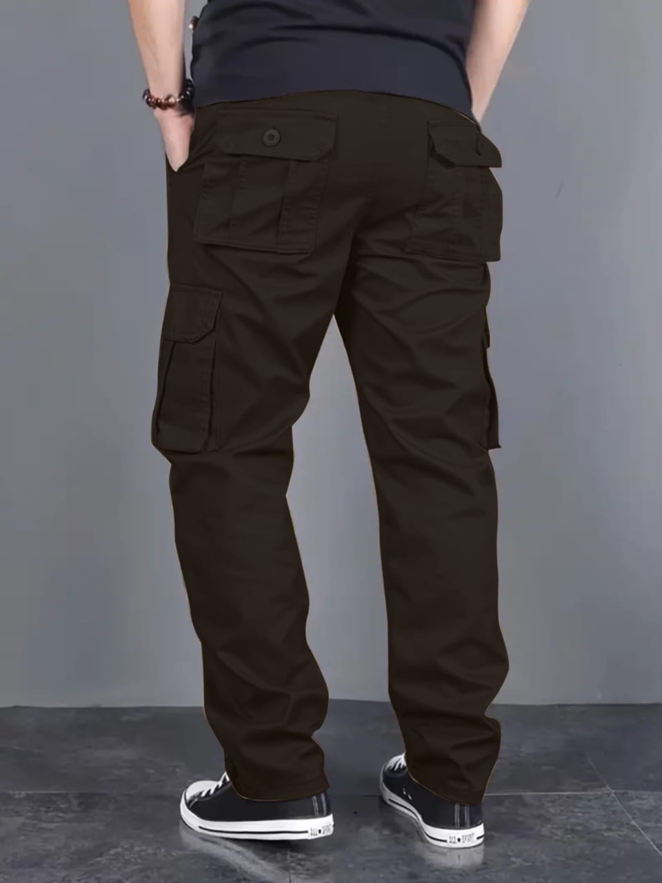 Men’s Coffee Brown Cargo Pants | Slim Fit Utility Trousers with Multi-Pockets | Casual & Streetwear Bottoms