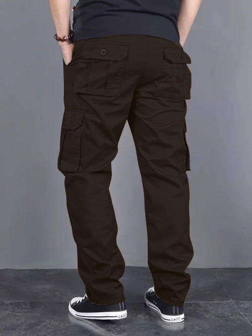 Men’s Coffee Brown Cargo Pants | Slim Fit Utility Trousers with Multi-Pockets | Casual & Streetwear Bottoms