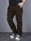 Men’s Coffee Brown Cargo Pants | Slim Fit Utility Trousers with Multi-Pockets | Casual & Streetwear Bottoms