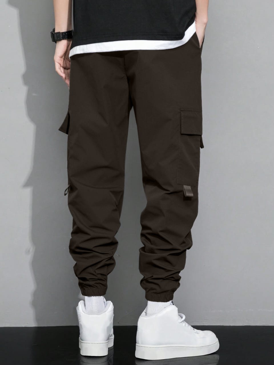 Men’s Coffee Brown Cargo Pants | Slim Fit Utility Trousers with Multi-Pockets | Casual & Streetwear Bottoms