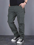 Men’s Dark Grey Cargo Pants | Slim Fit Utility Trousers with Multi-Pockets | Casual & Streetwear Bottoms